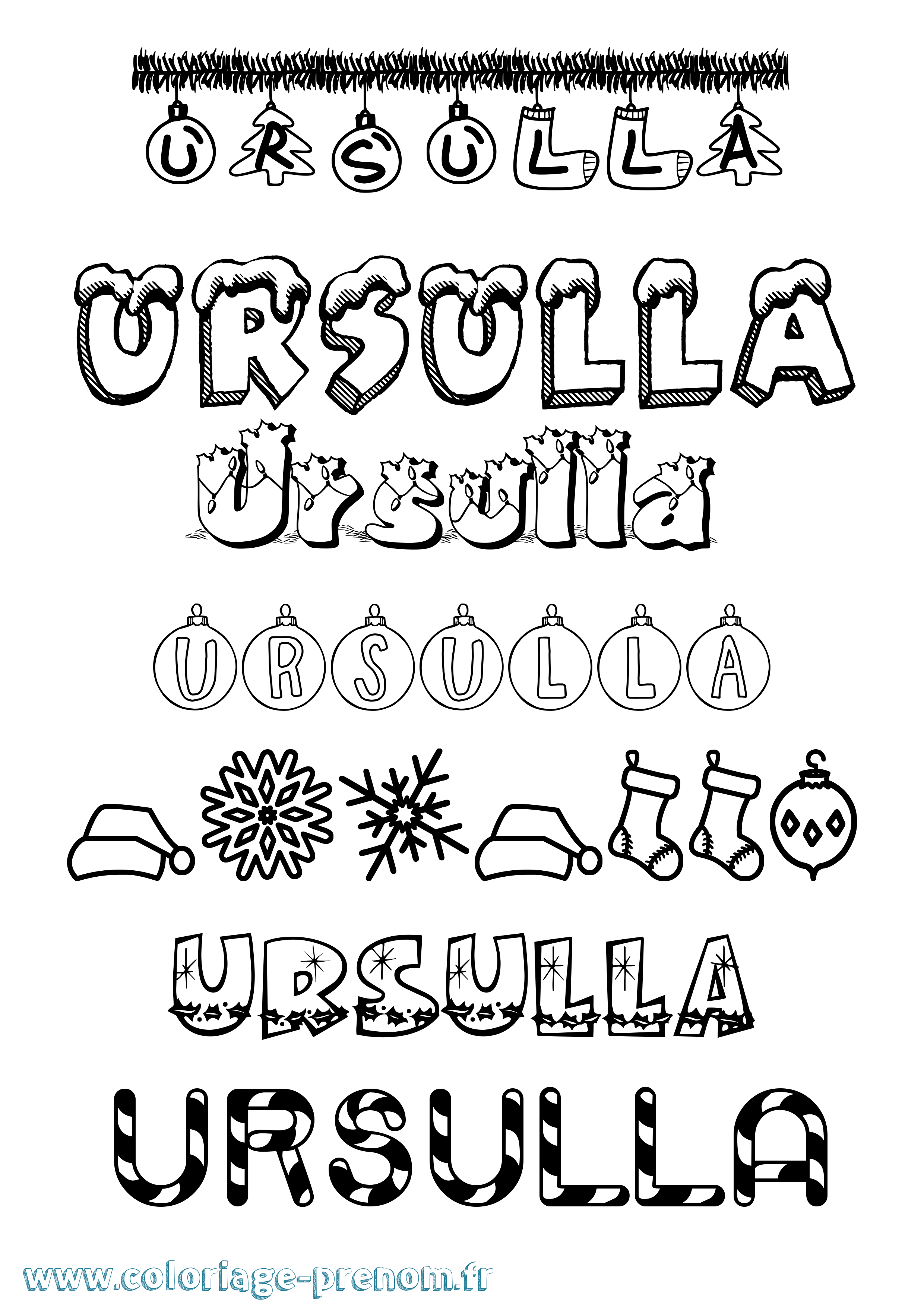 Coloriage Ursulla Noël Coloriage prénom Ursulla Noël