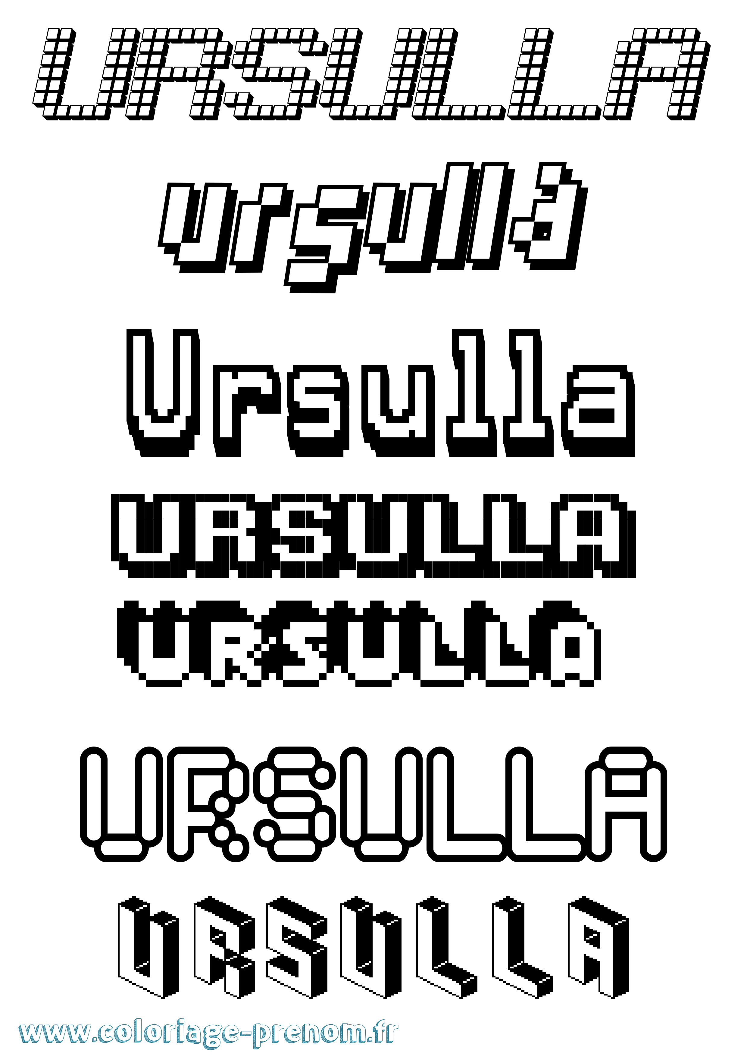 Coloriage prénom Ursulla Pixel