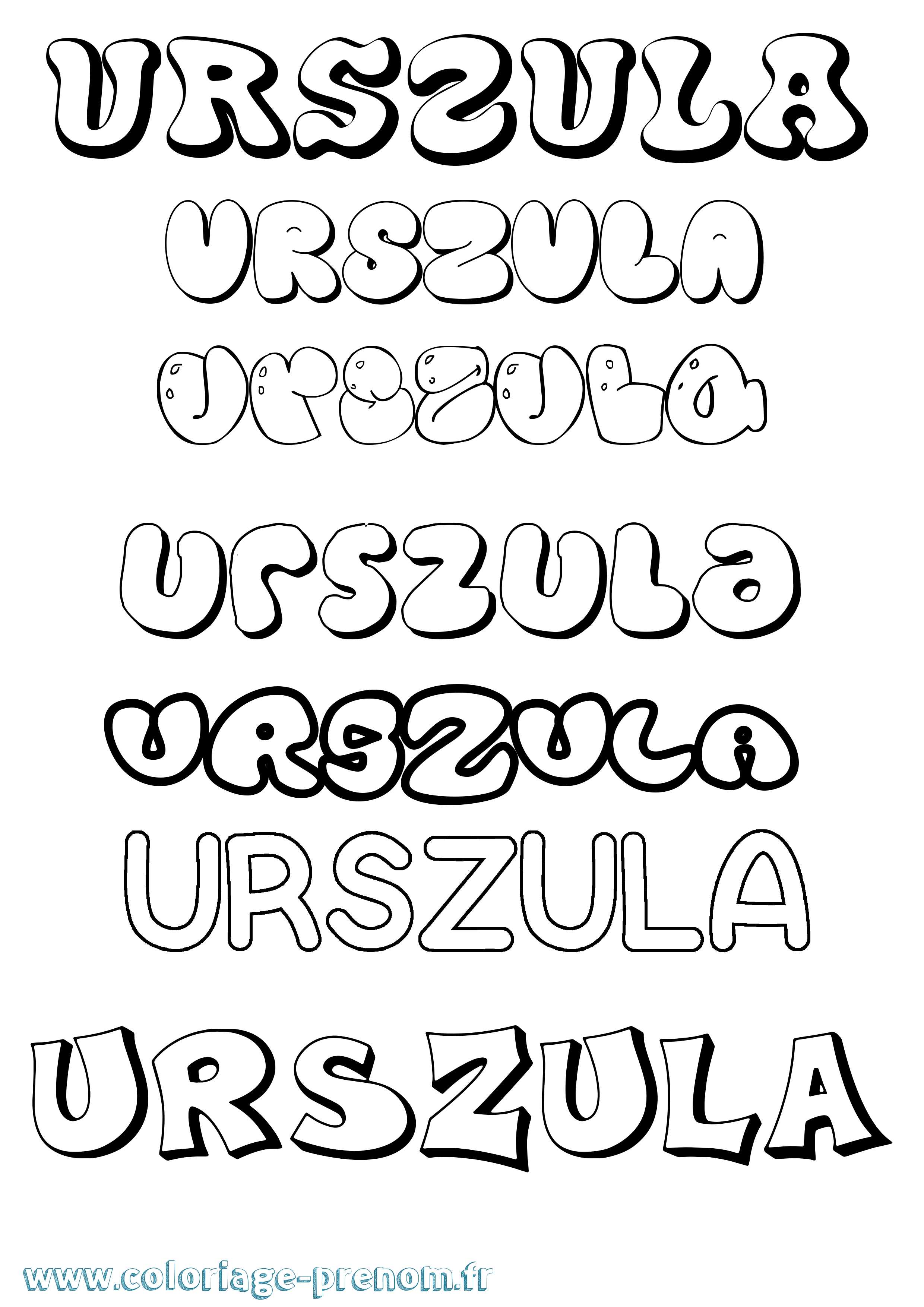 Coloriage Urszula Bubble Coloriage prénom Urszula Bubble
