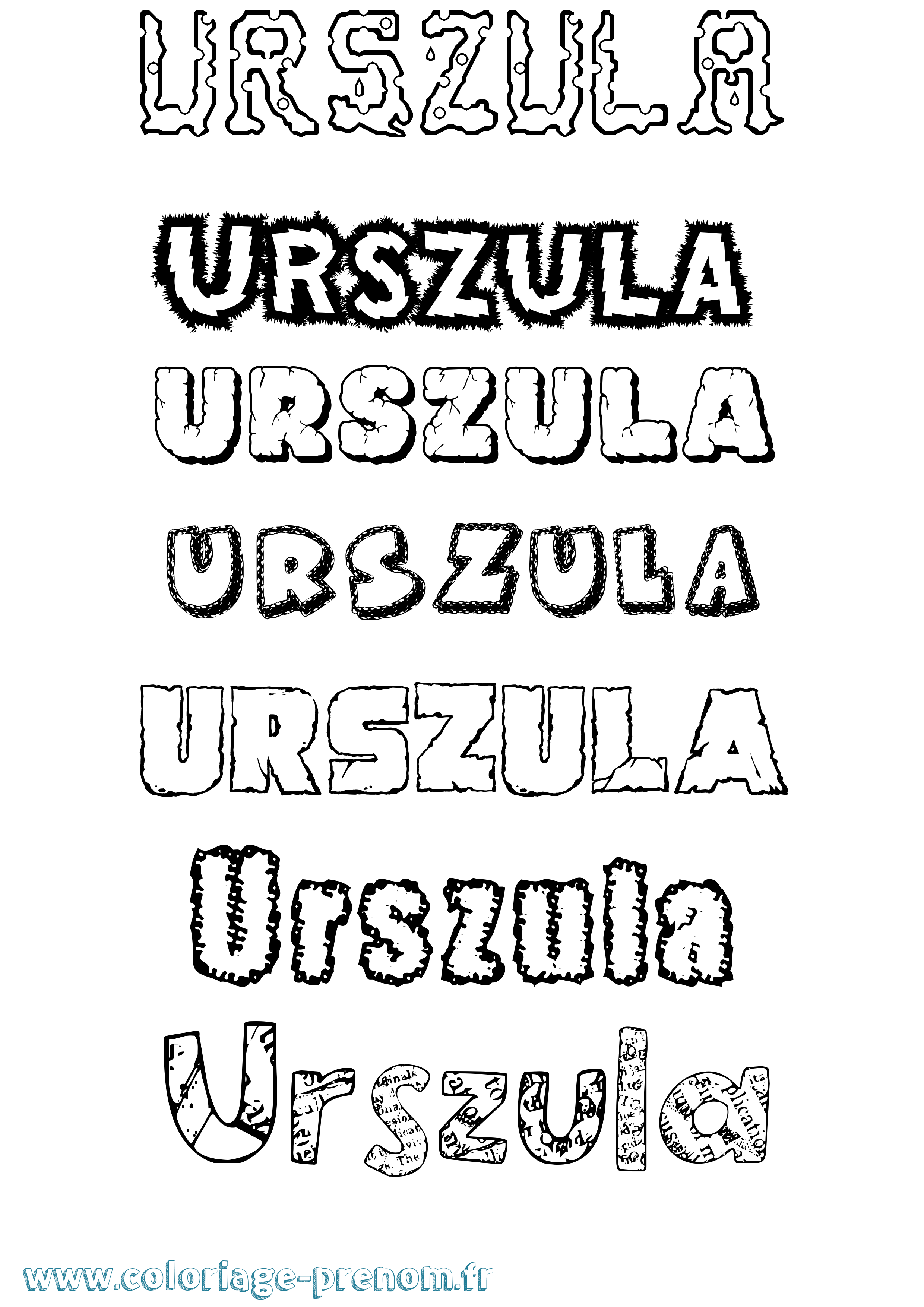 Coloriage Urszula Destructuré Coloriage prénom Urszula Destructuré