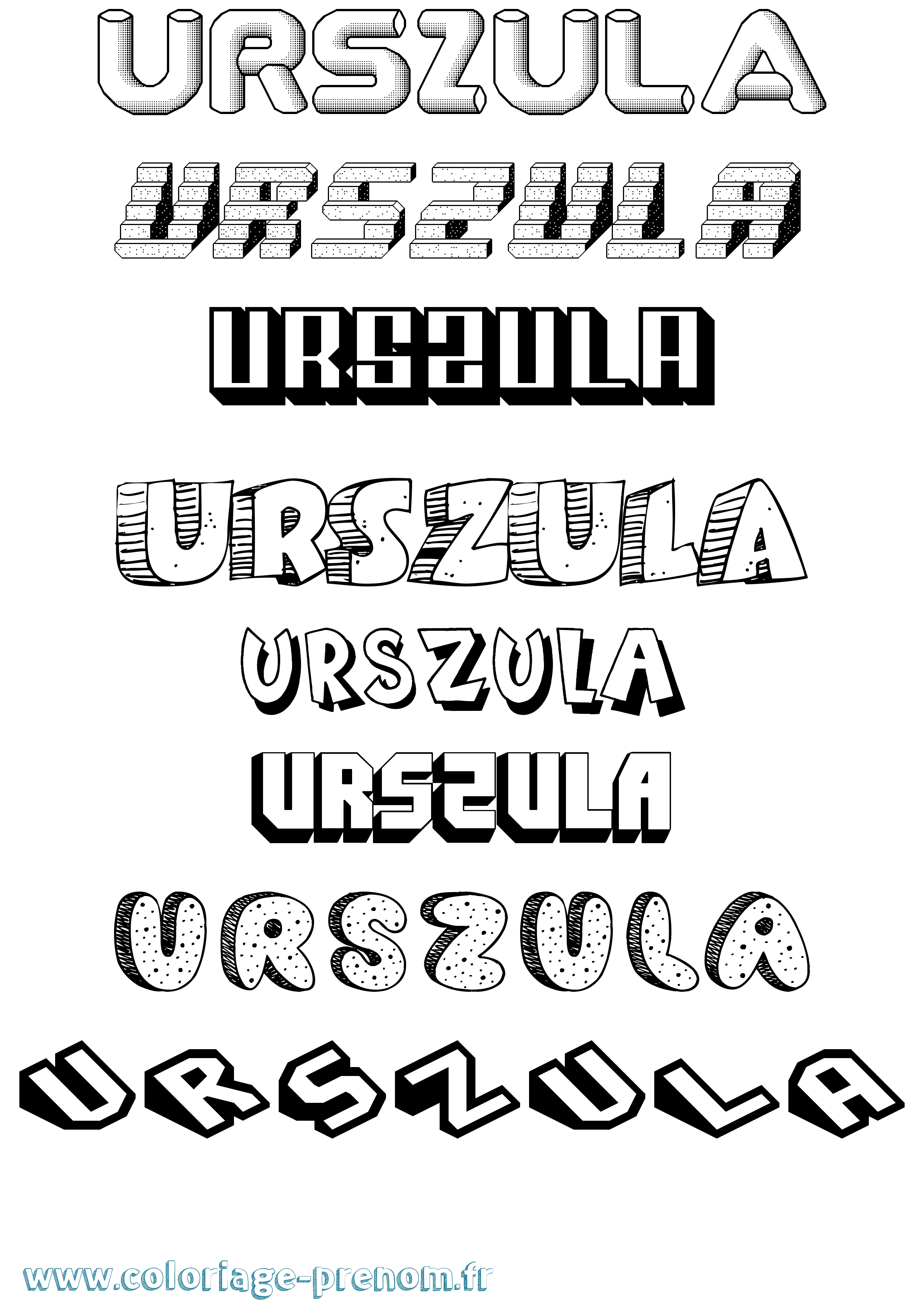 Coloriage Urszula Effet 3D Coloriage prénom Urszula Effet 3D