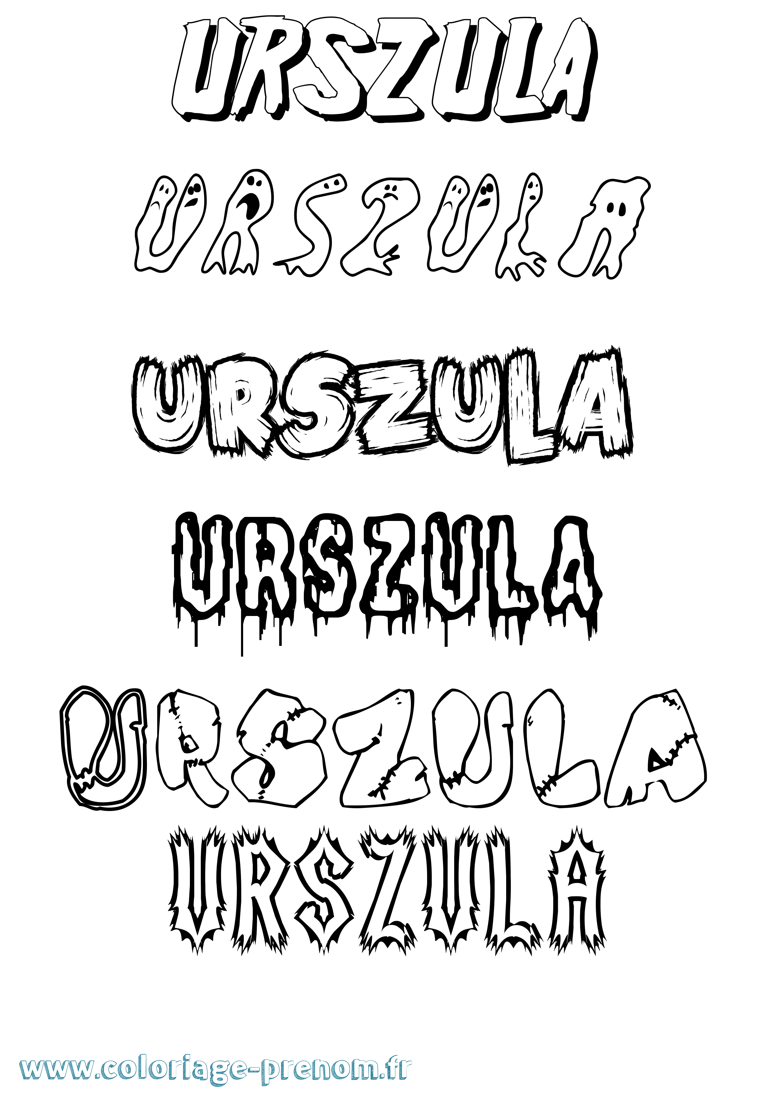 Coloriage Urszula Frisson Coloriage prénom Urszula Frisson