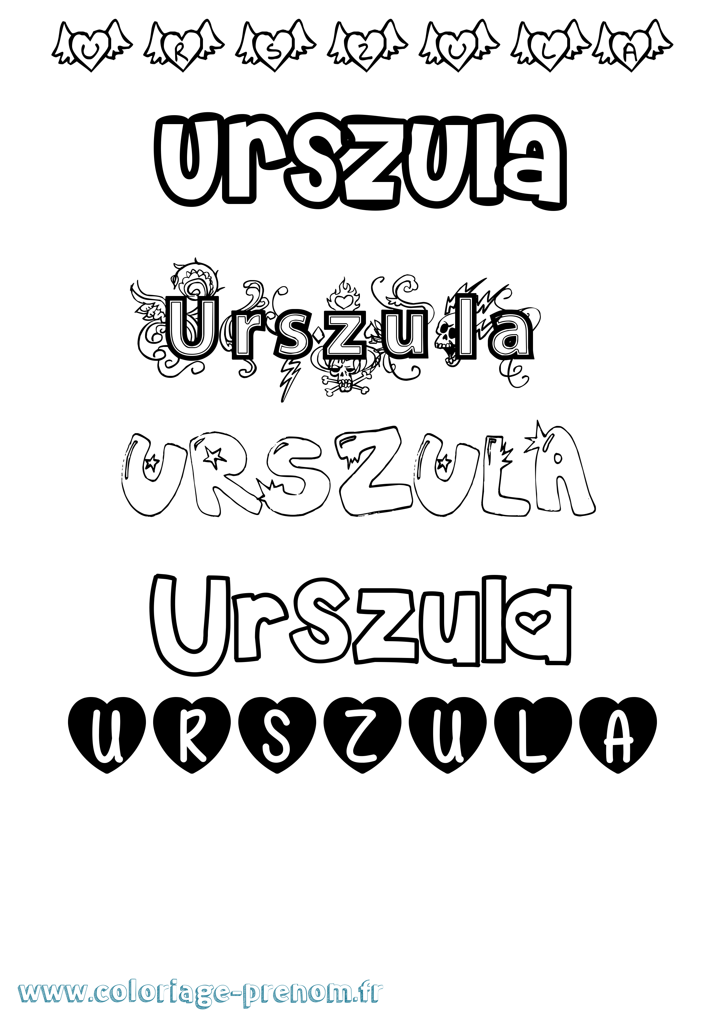Coloriage Urszula Girly Coloriage prénom Urszula Girly