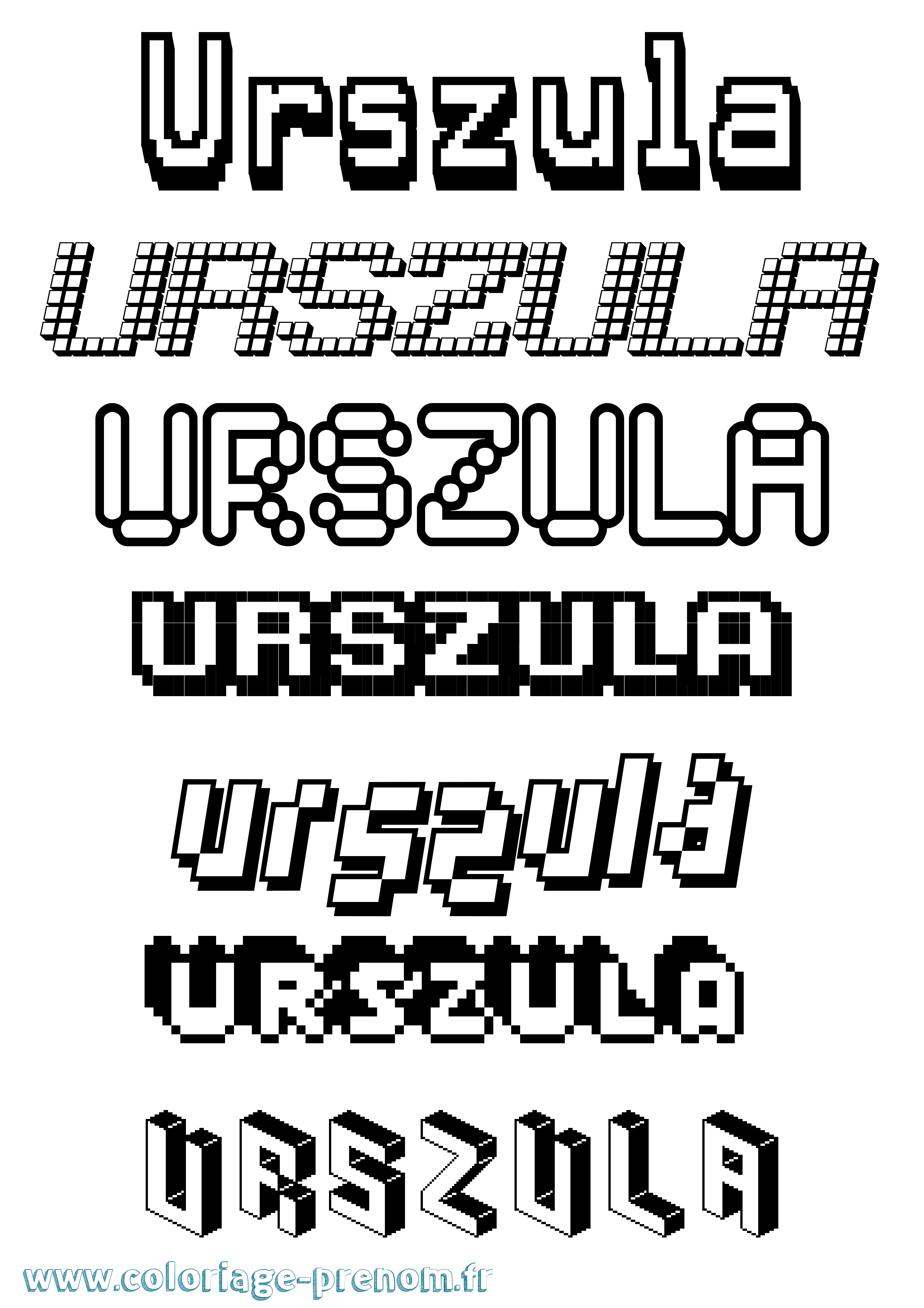 Coloriage Urszula Pixel Coloriage prénom Urszula Pixel