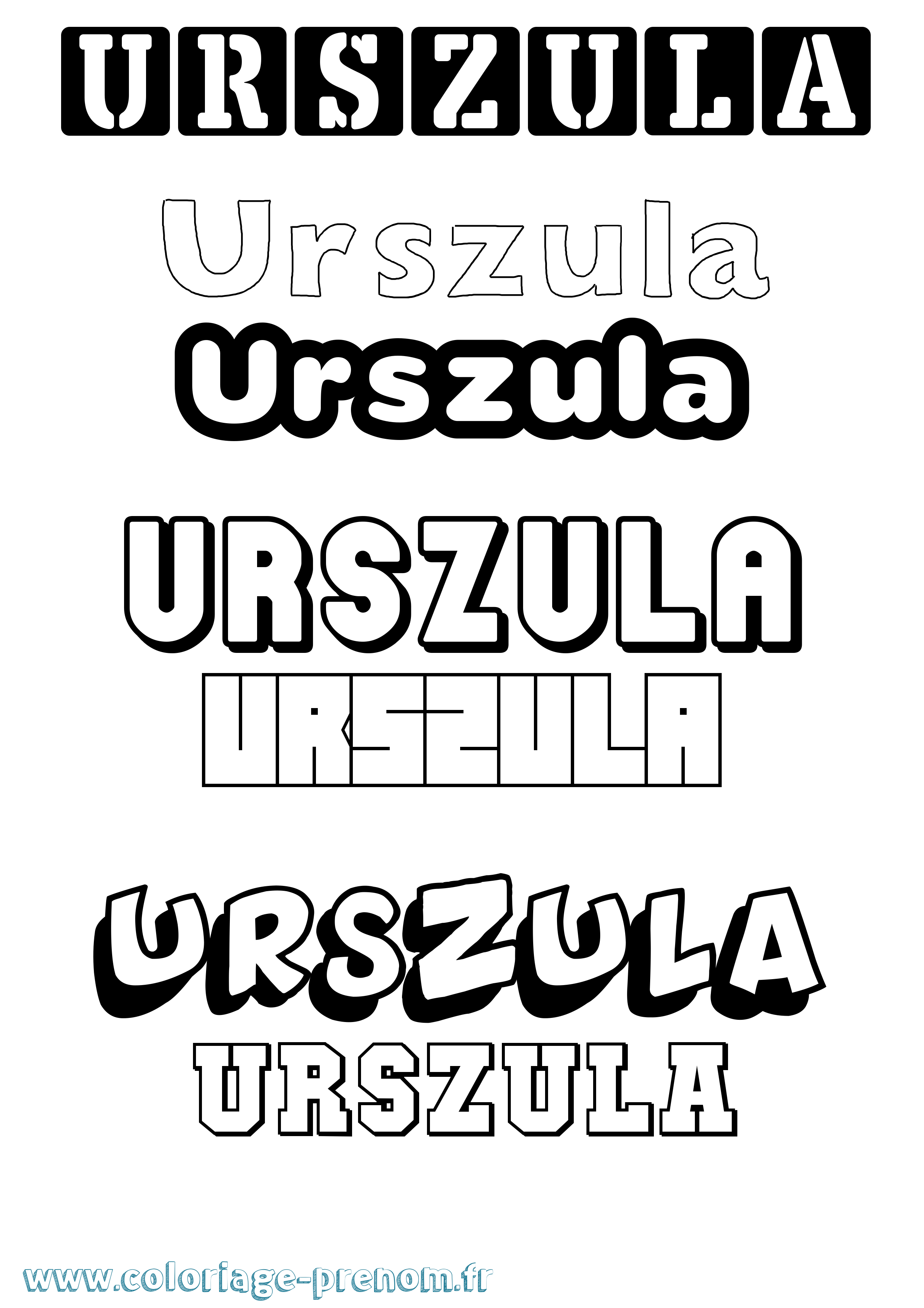 Coloriage prénom Urszula Simple