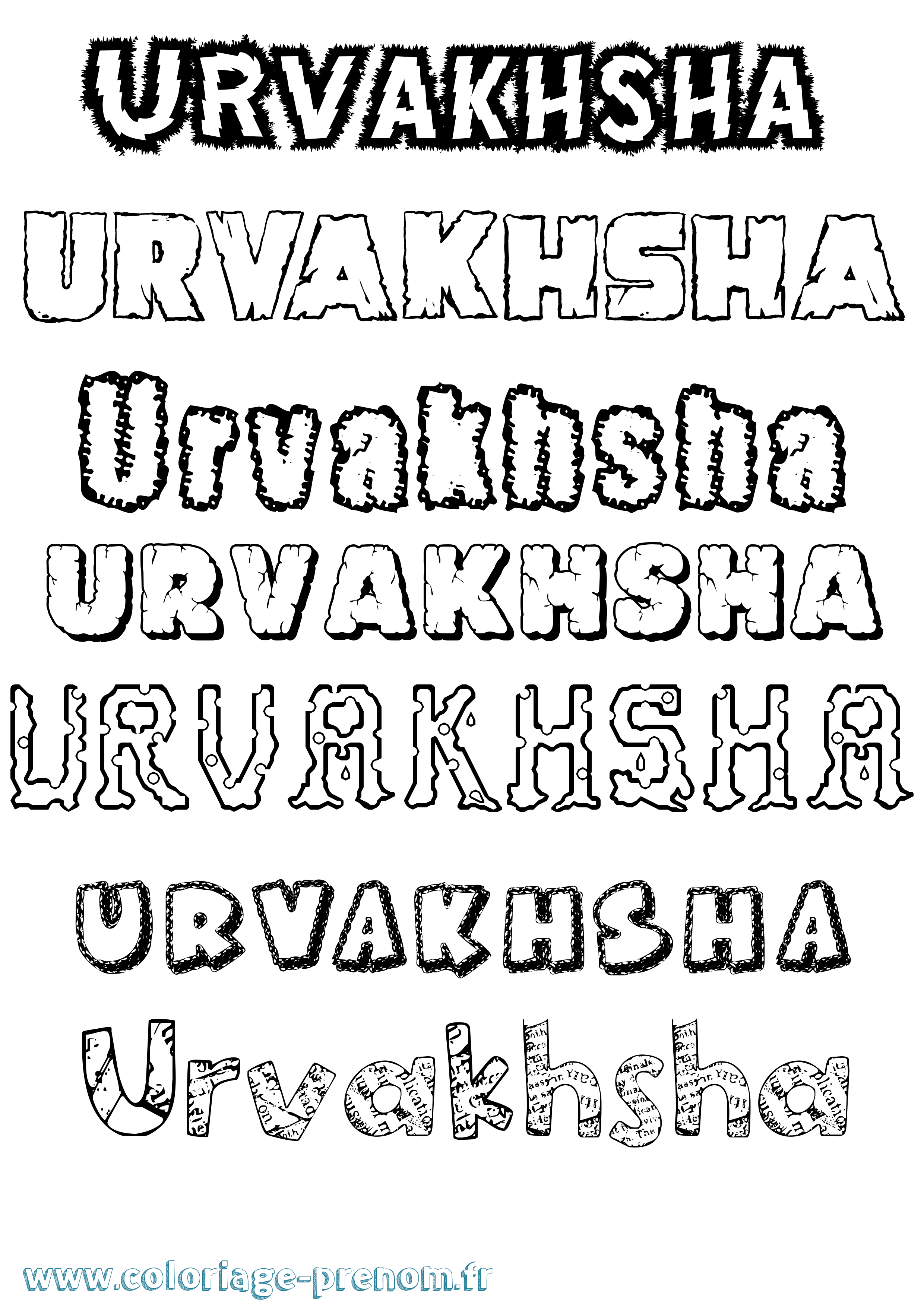 Coloriage Urvakhsha Destructuré Coloriage prénom Urvakhsha Destructuré