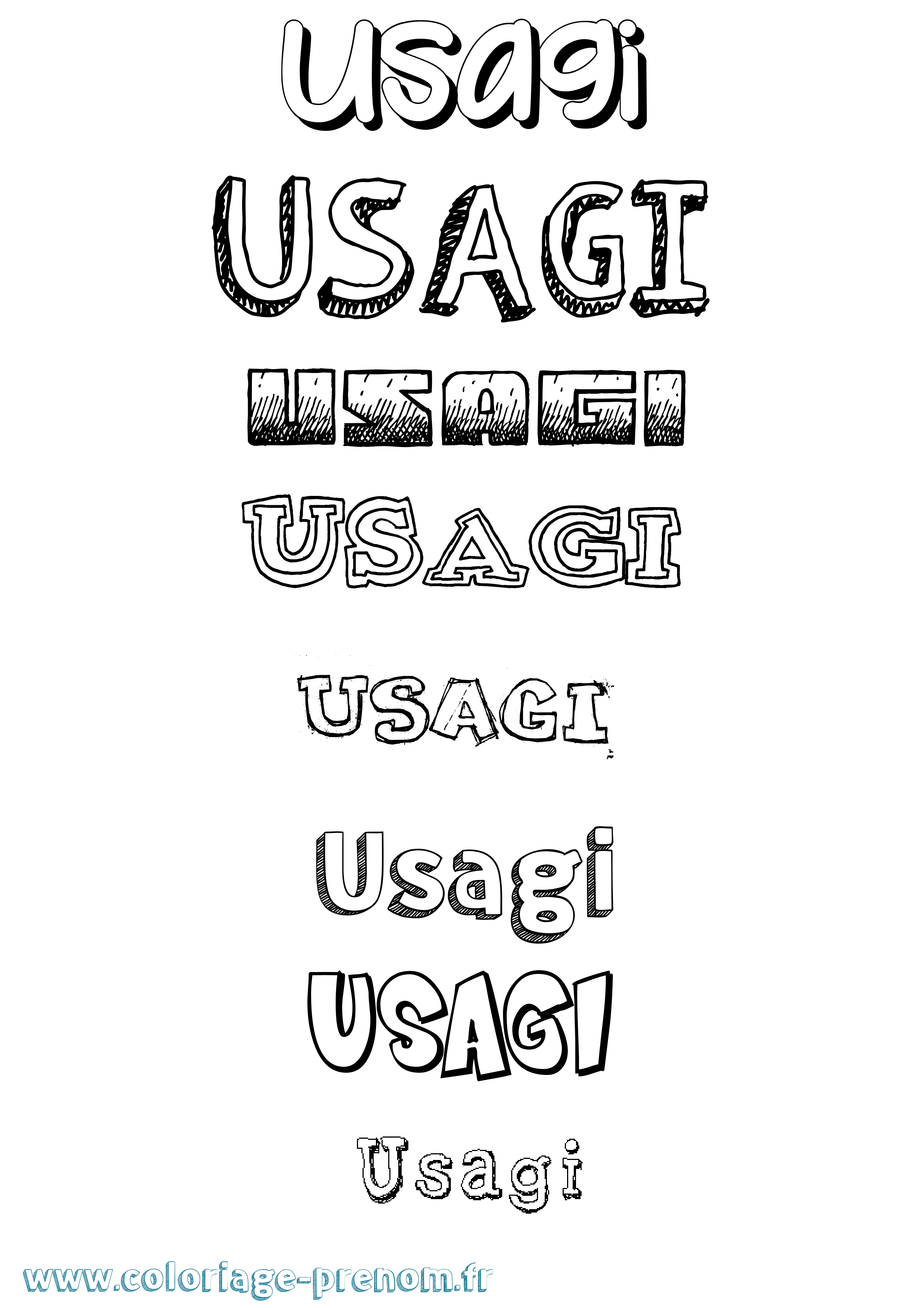 Coloriage Usagi Dessiné Coloriage prénom Usagi Dessiné