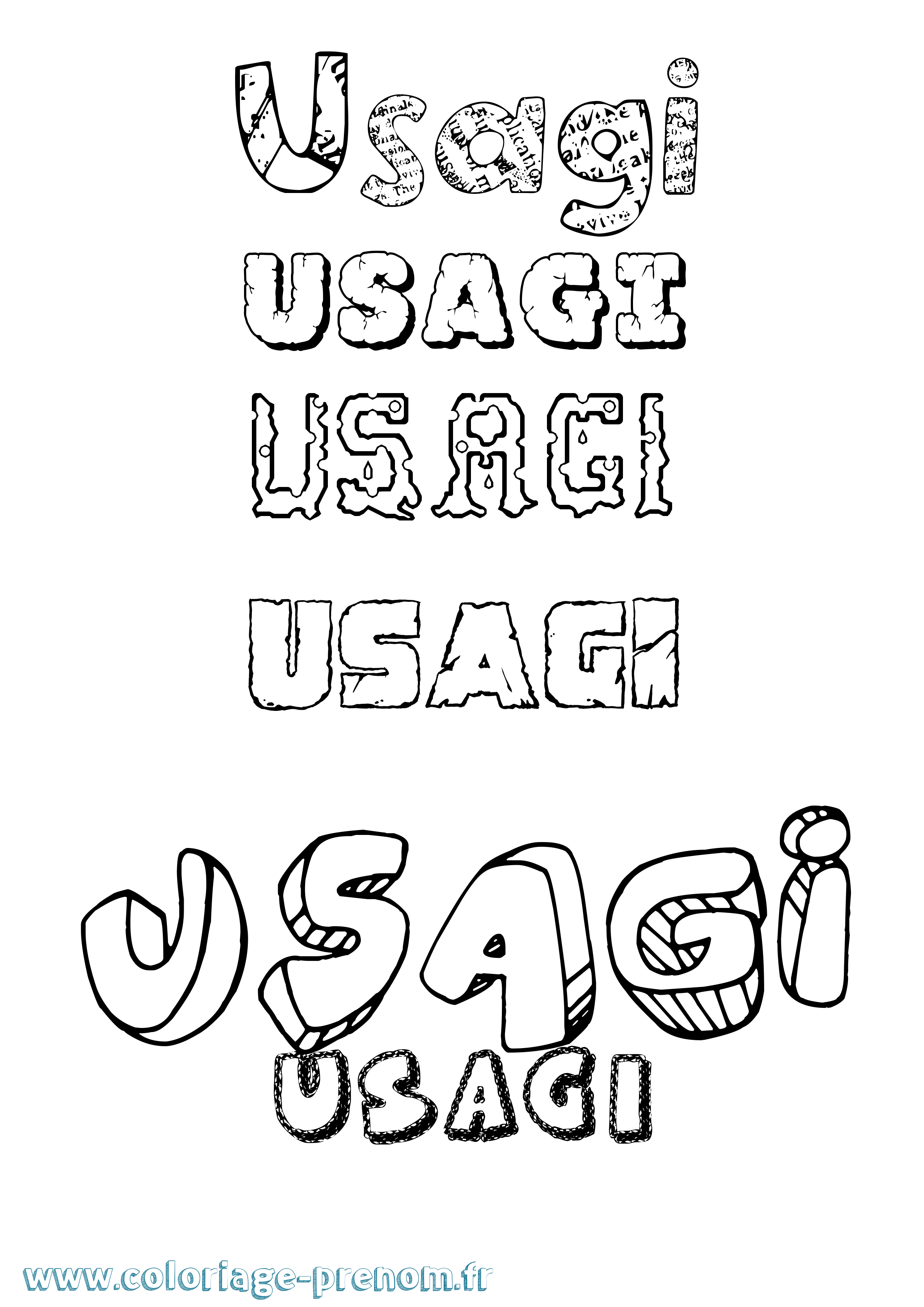 Coloriage Usagi Destructuré Coloriage prénom Usagi Destructuré