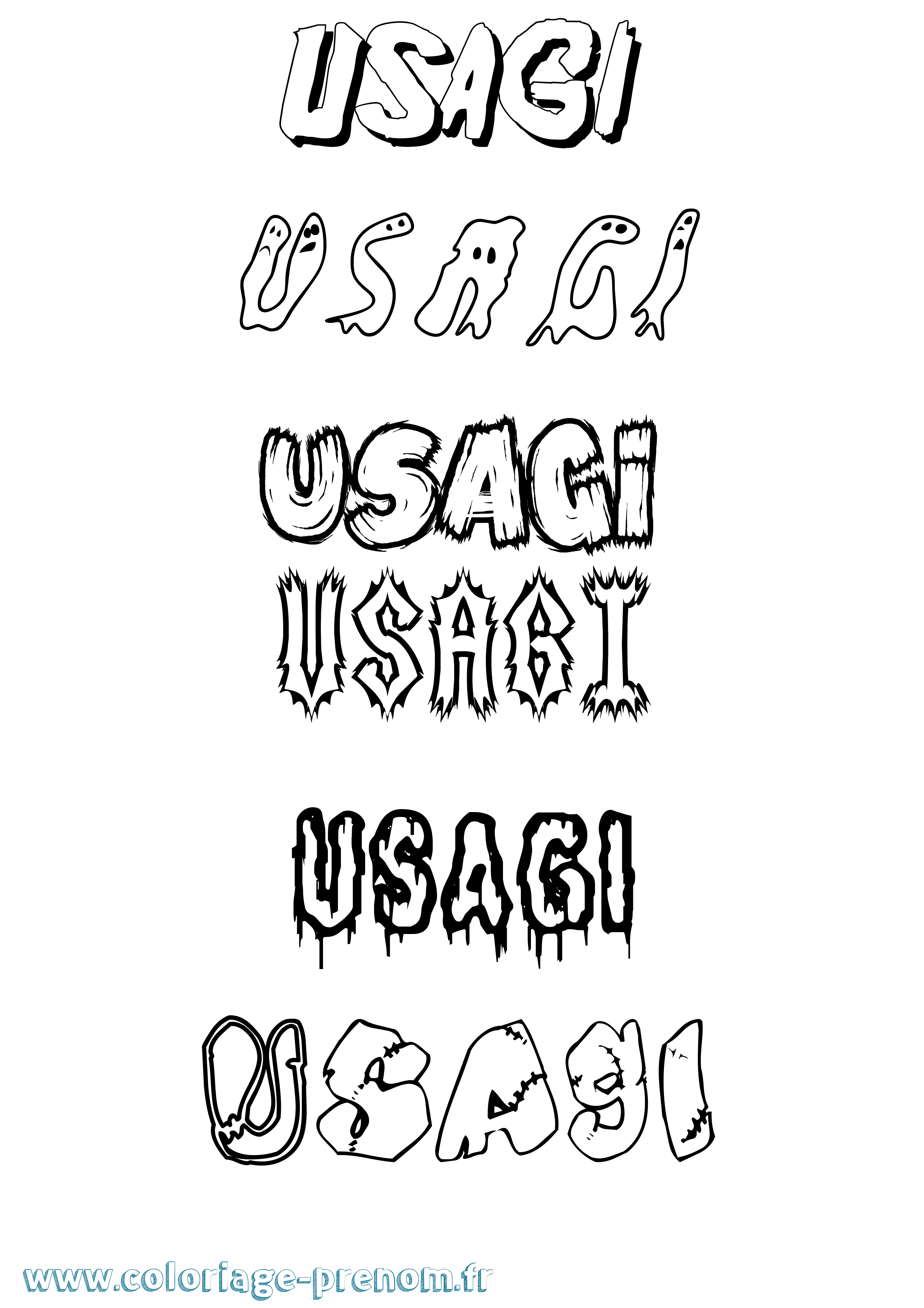 Coloriage Usagi Frisson Coloriage prénom Usagi Frisson