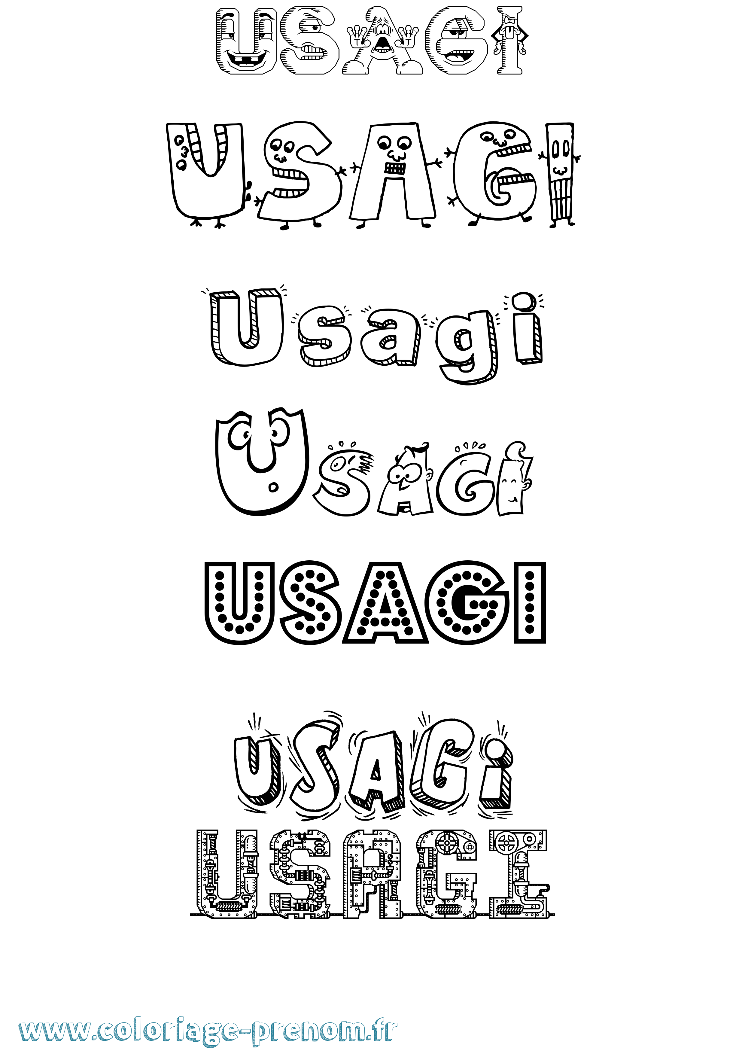 Coloriage prénom Usagi Fun