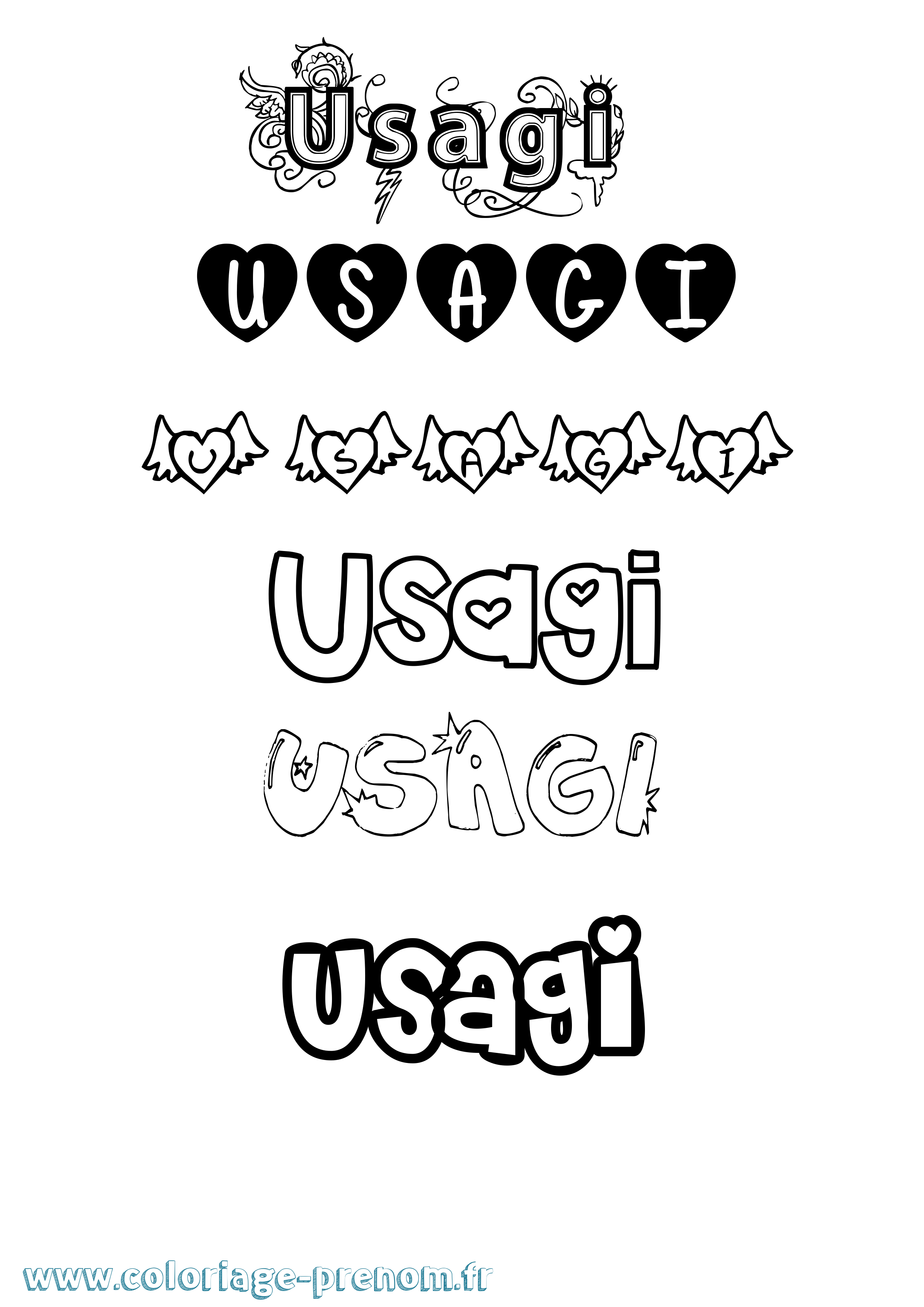 Coloriage Usagi Girly Coloriage prénom Usagi Girly