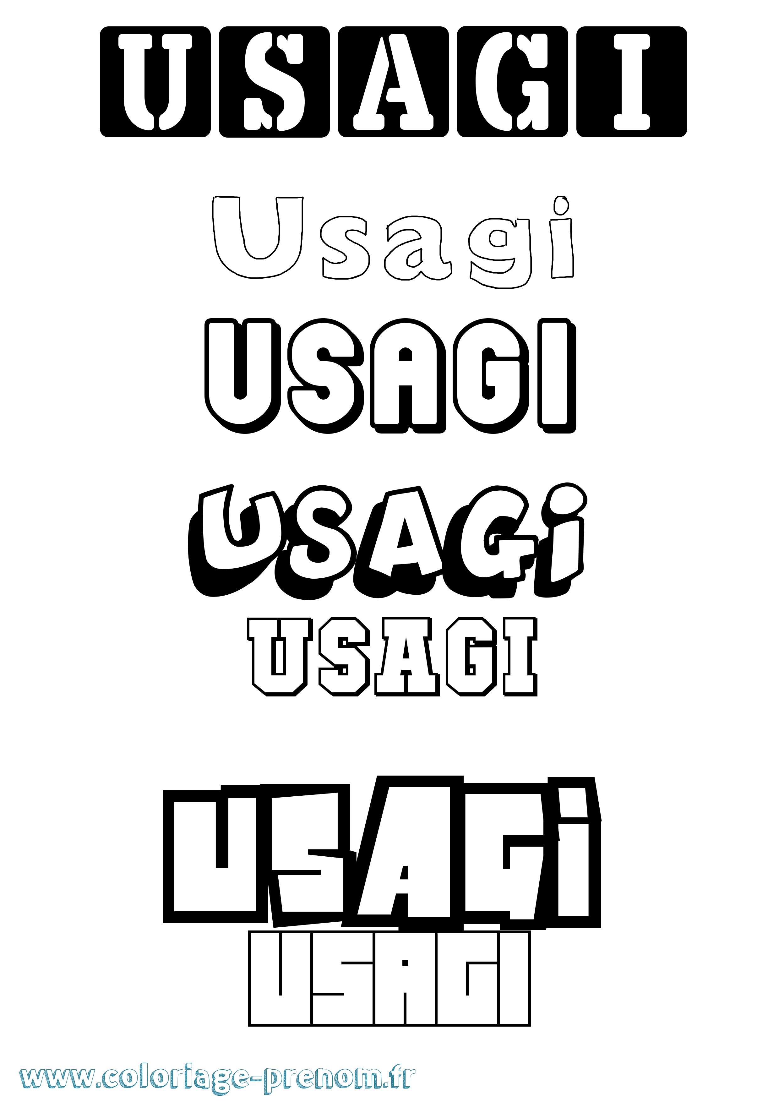 Coloriage Usagi Simple Coloriage prénom Usagi Simple