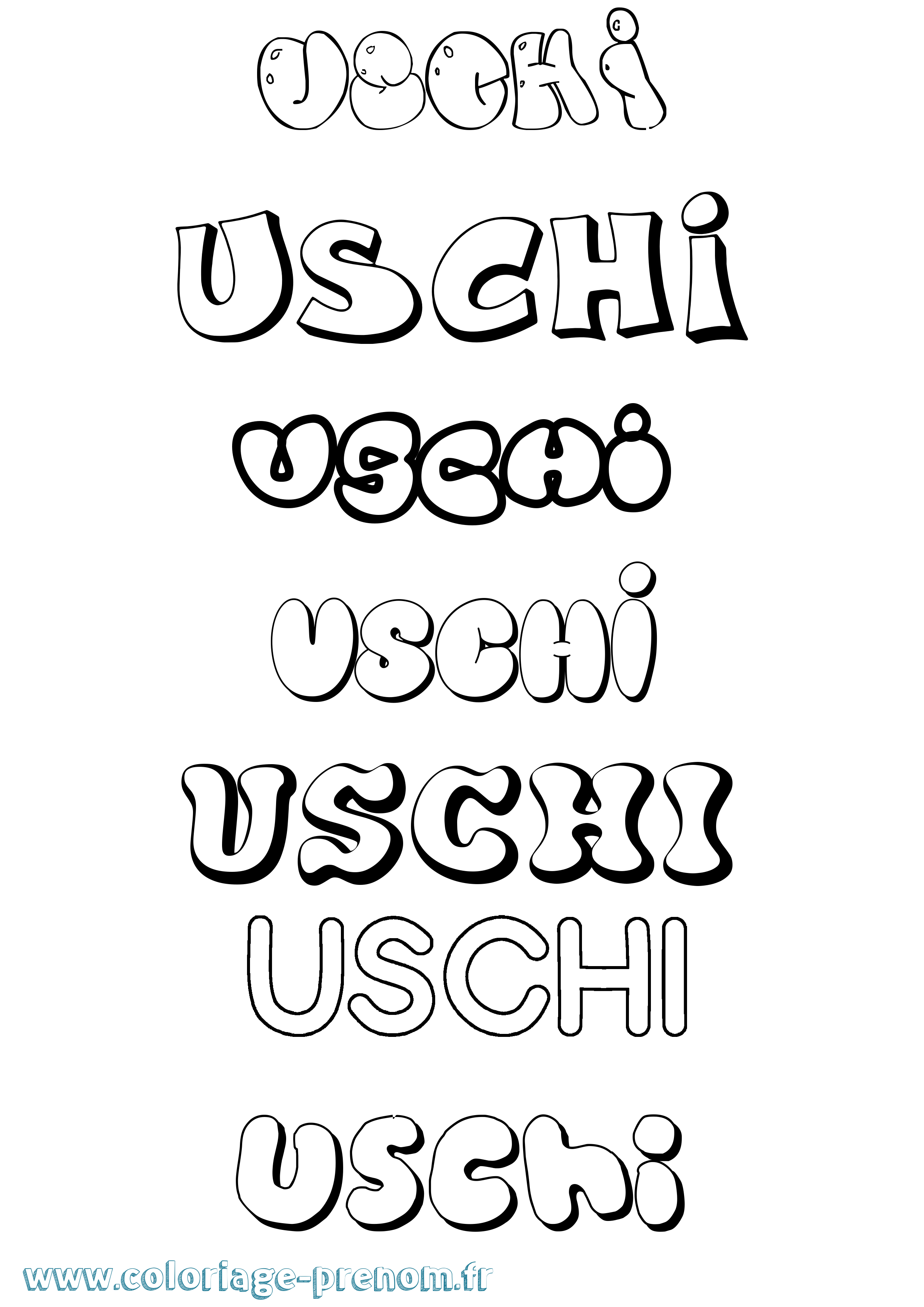 Coloriage prénom Uschi Bubble