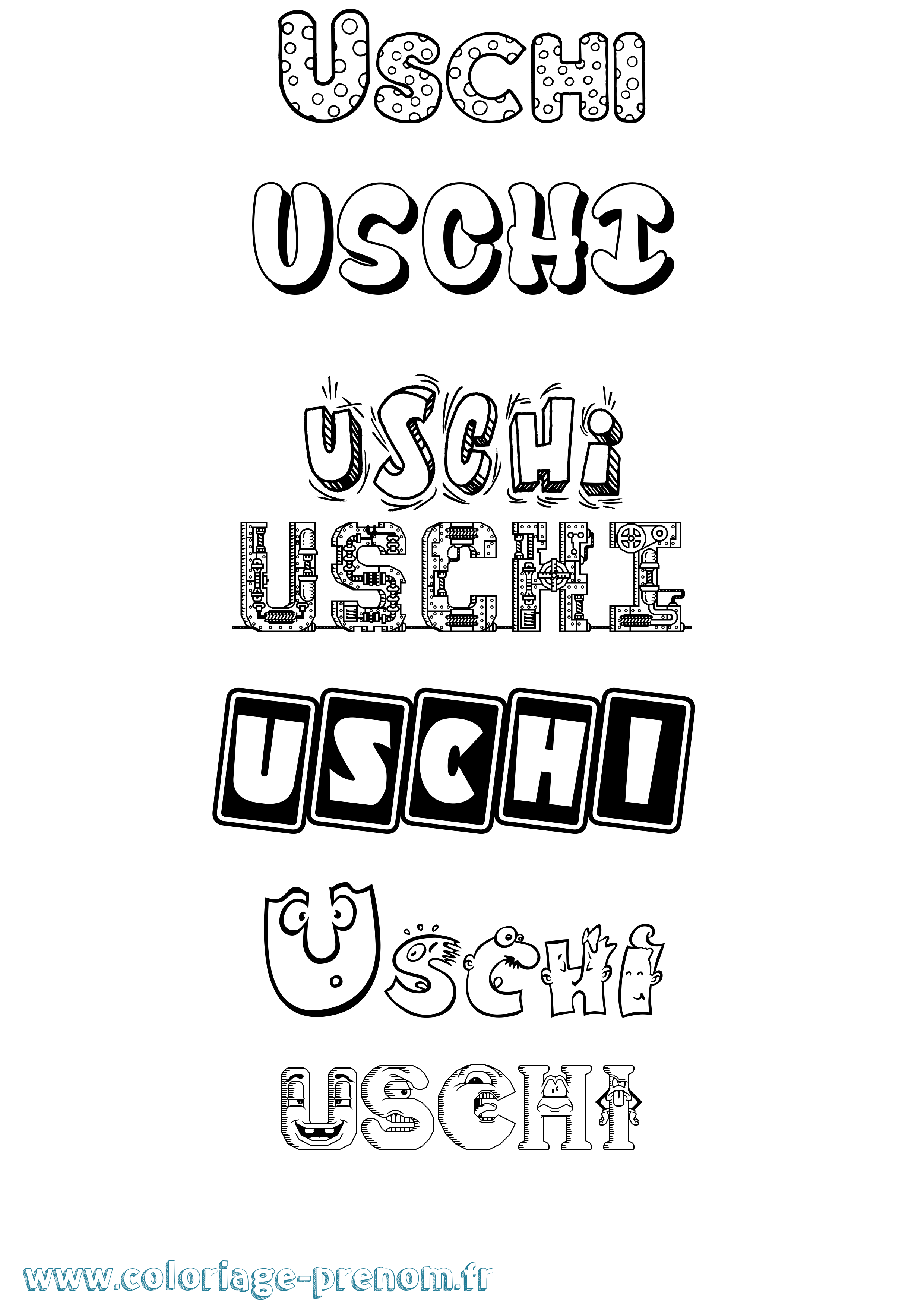 Coloriage prénom Uschi Fun