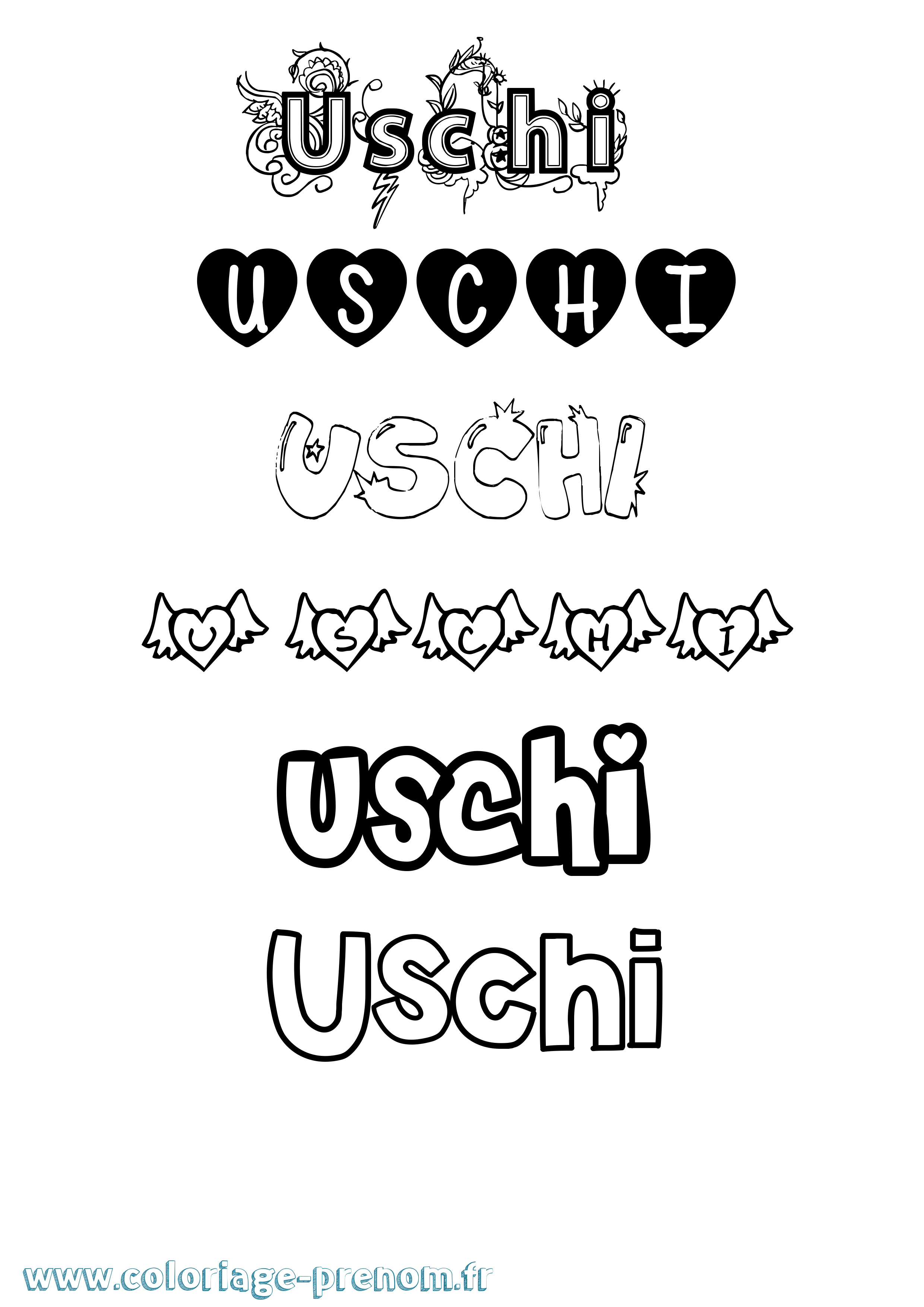 Coloriage prénom Uschi Girly