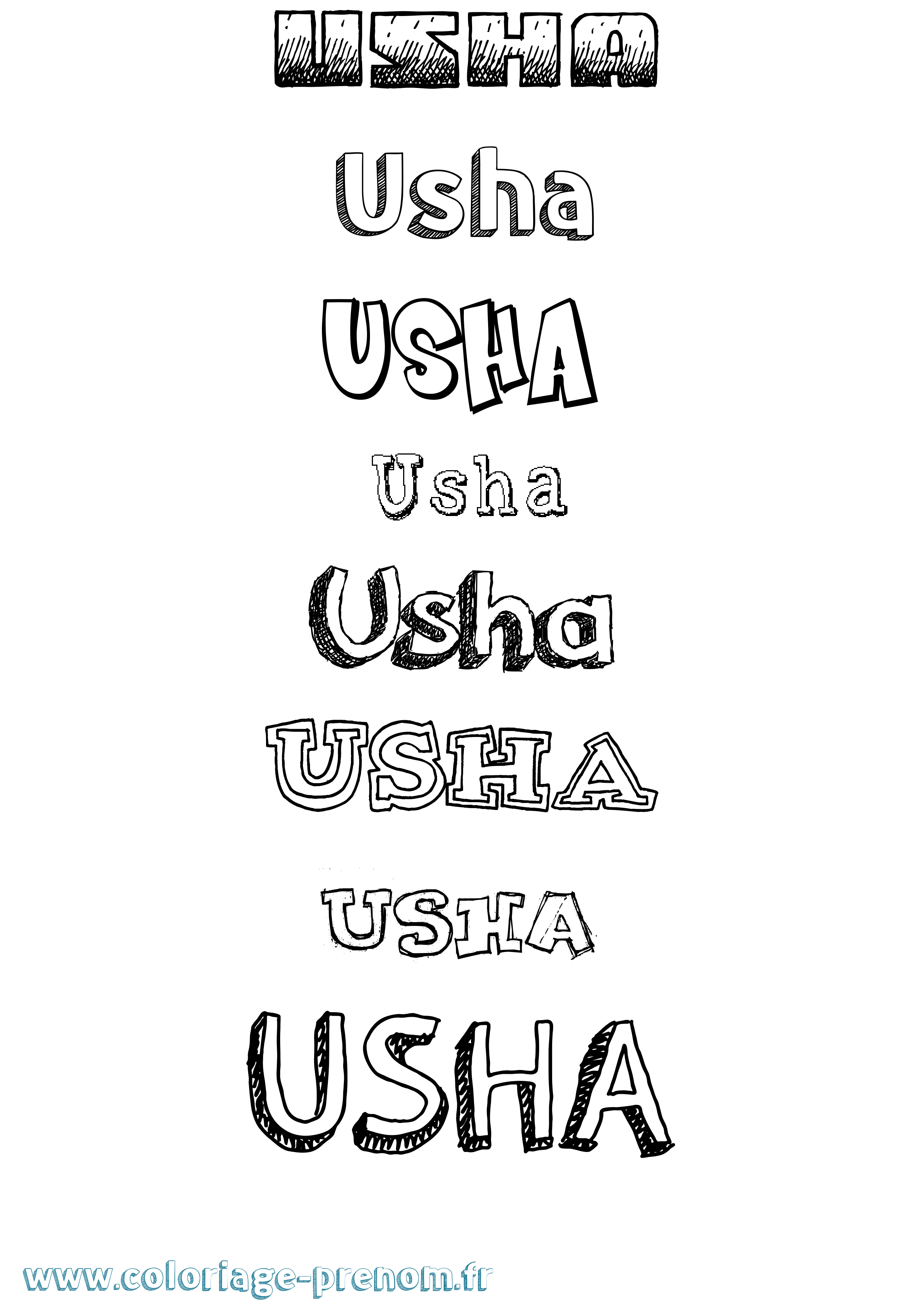Coloriage Usha Dessiné Coloriage prénom Usha Dessiné