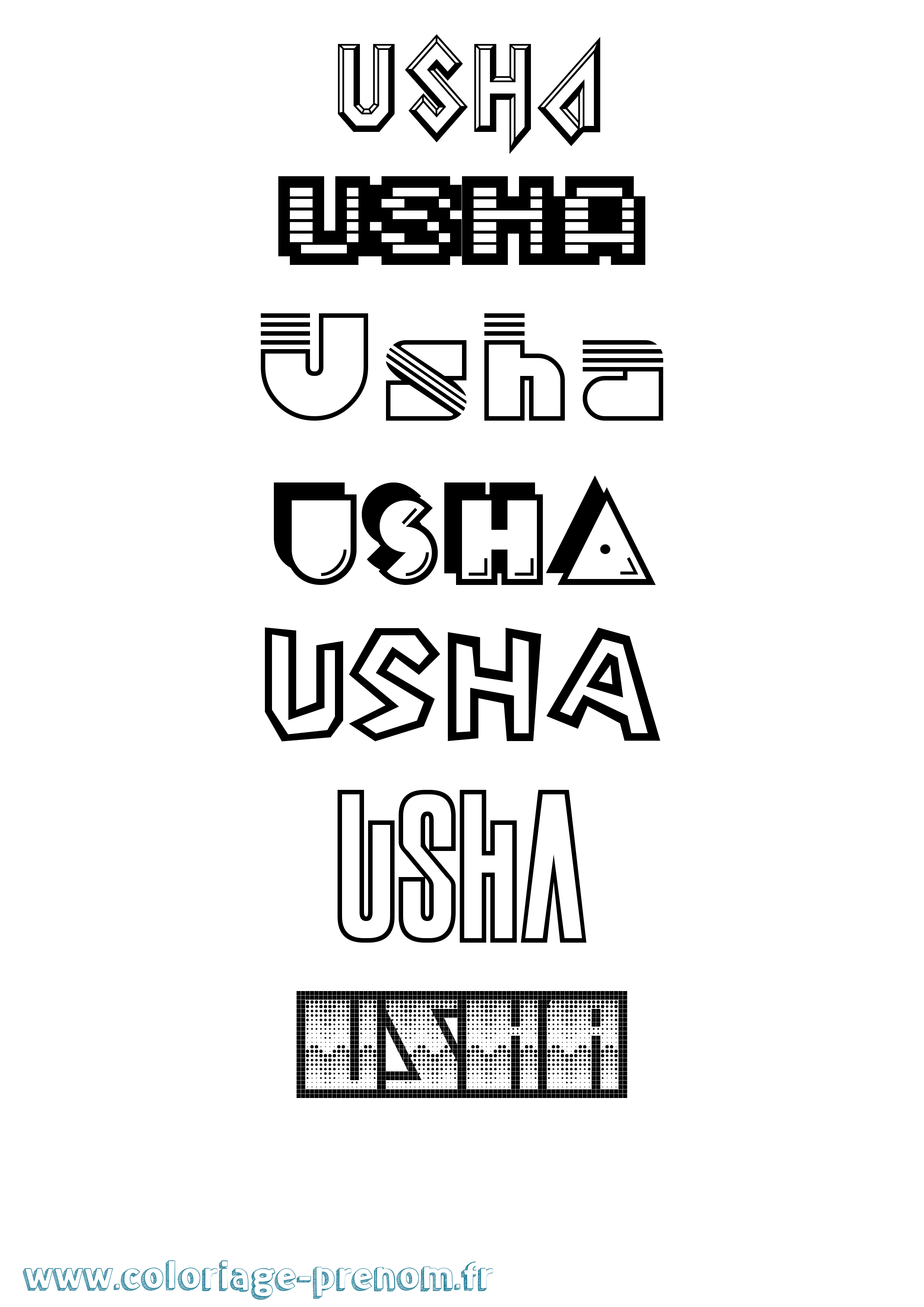 Coloriage Usha Jeux Vidéos Coloriage prénom Usha Jeux Vidéos