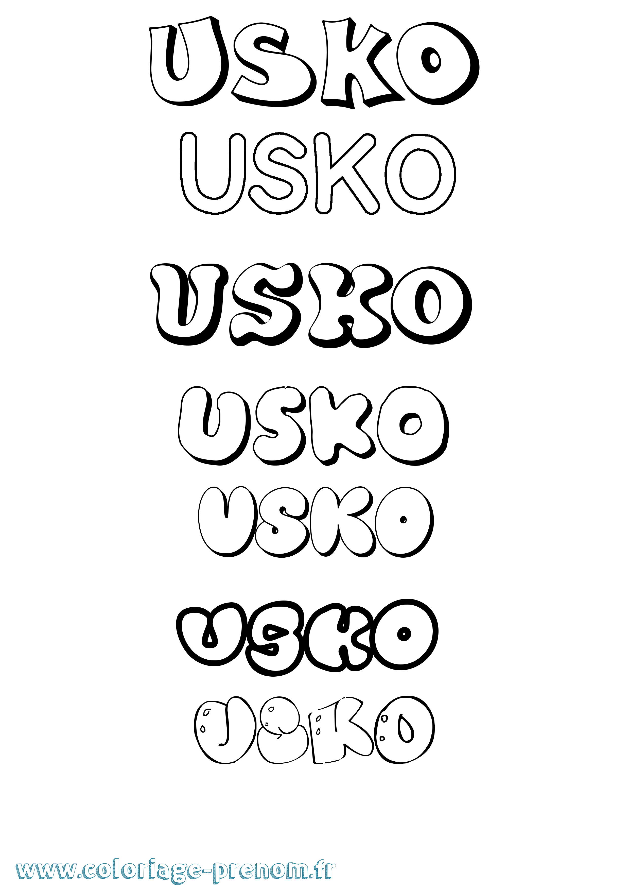 Coloriage prénom Usko Bubble