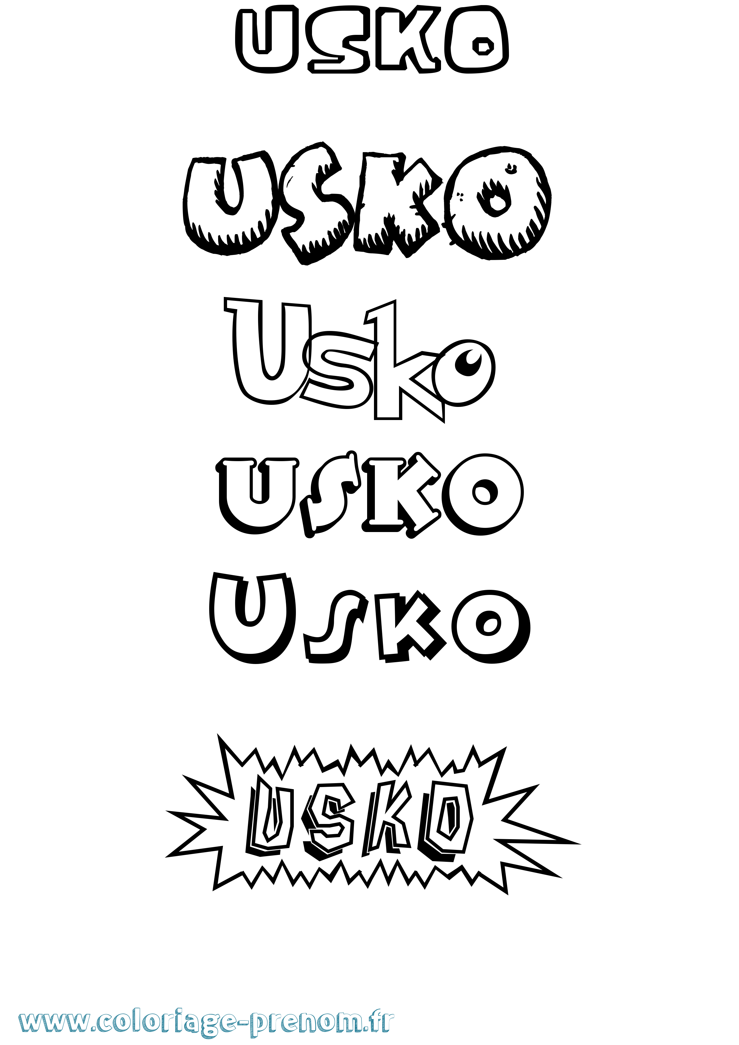 Coloriage Usko Dessin Animé Coloriage prénom Usko Dessin Animé