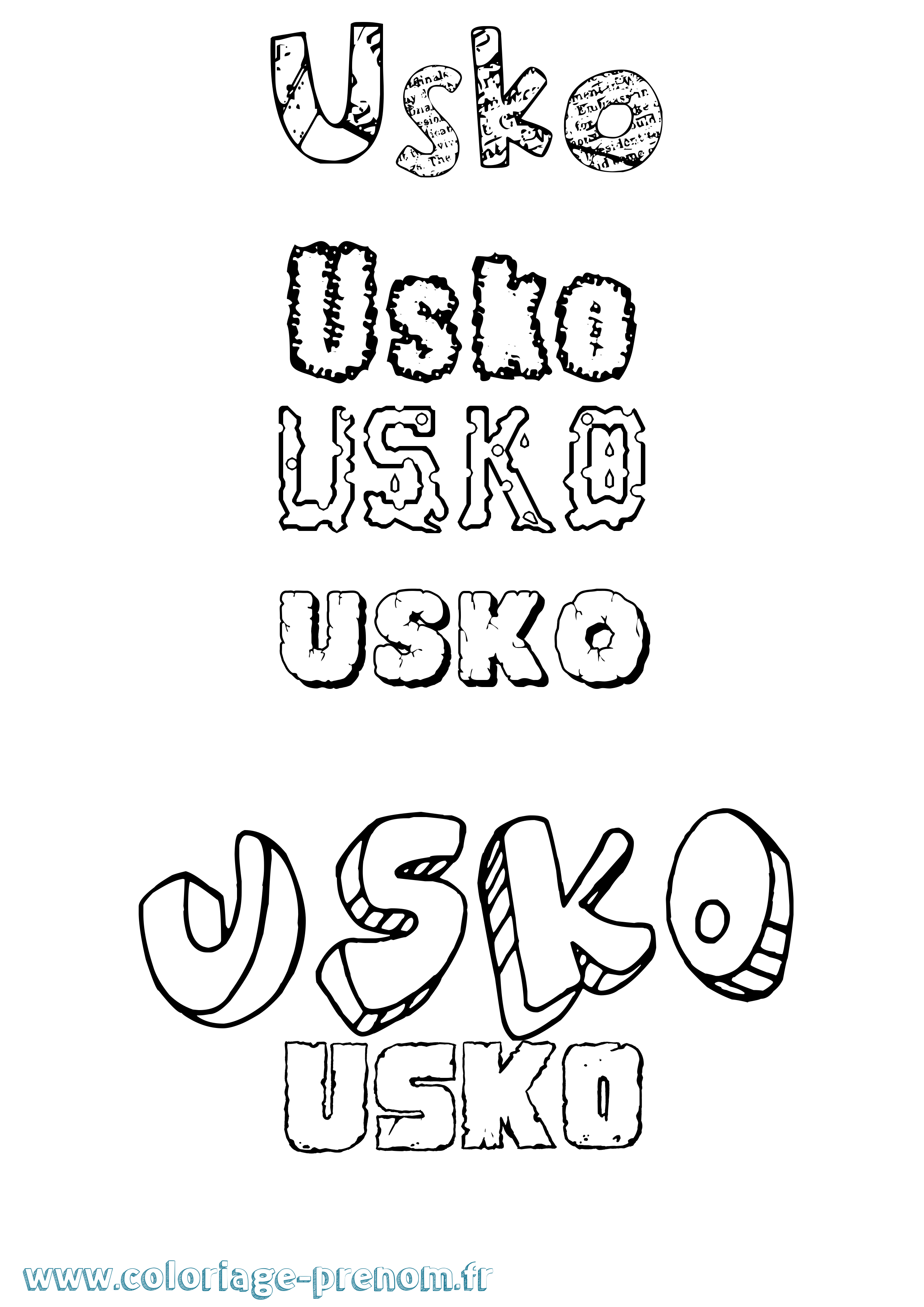 Coloriage Usko Destructuré Coloriage prénom Usko Destructuré