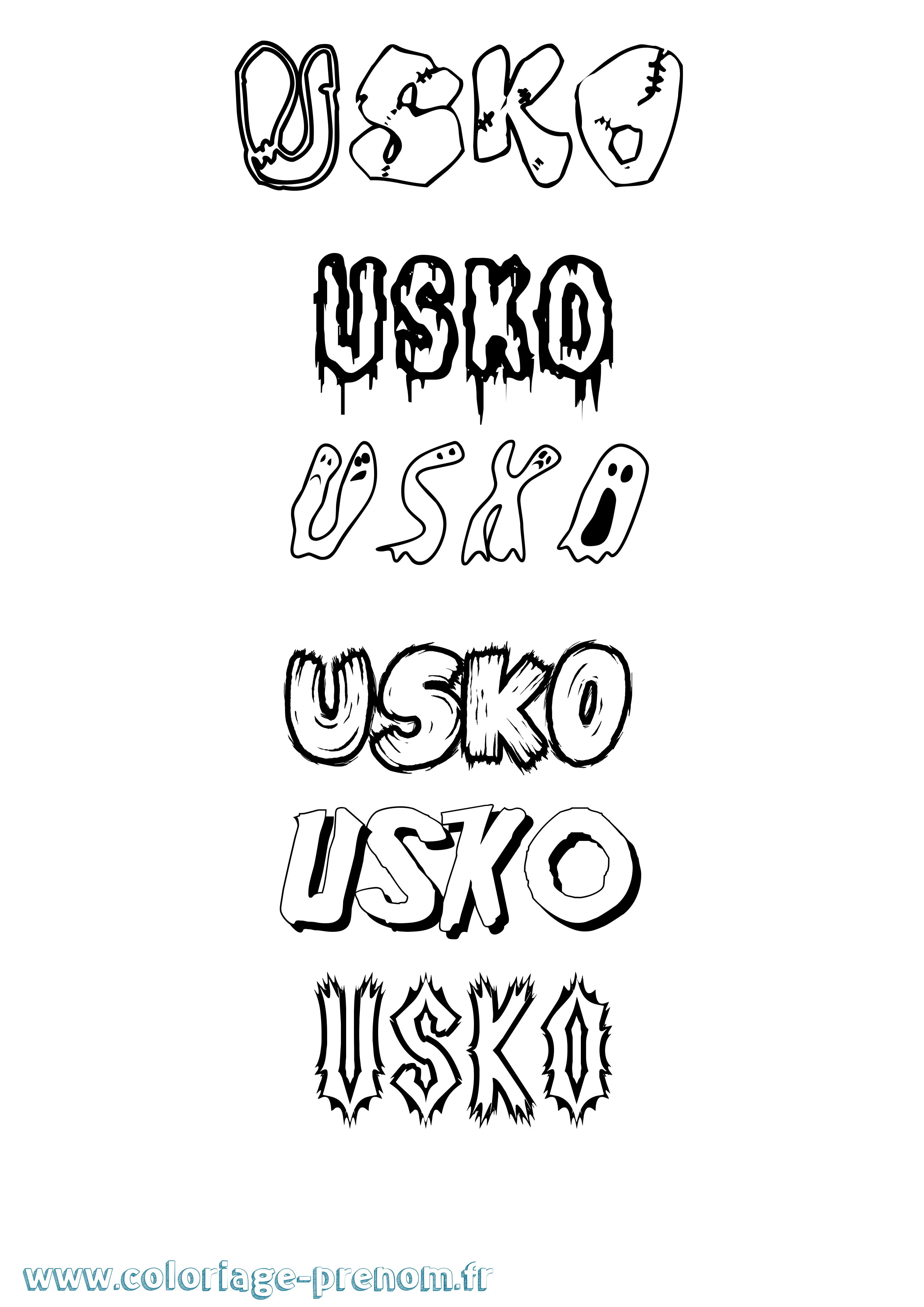 Coloriage Usko Frisson Coloriage prénom Usko Frisson