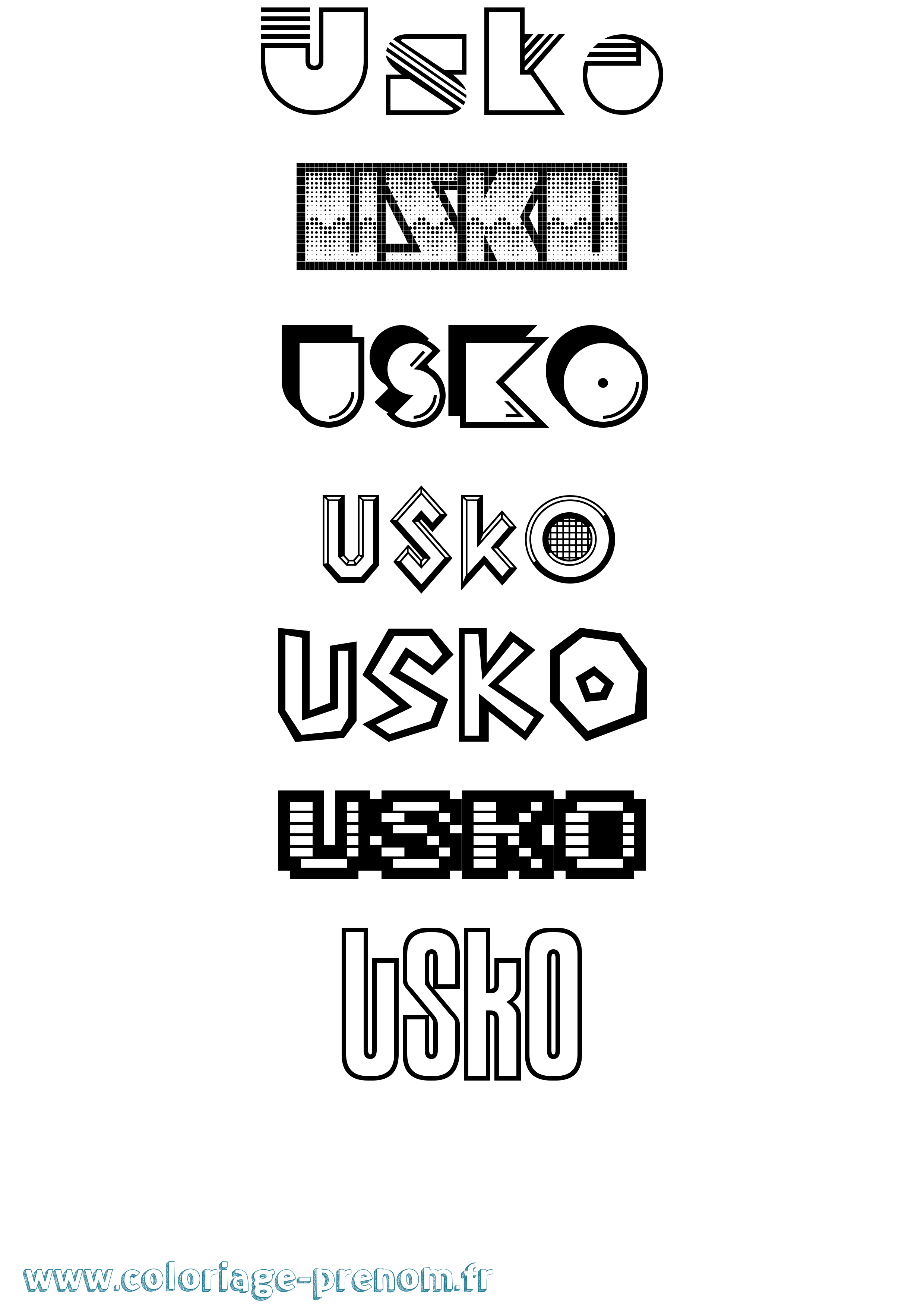 Coloriage Usko Jeux Vidéos Coloriage prénom Usko Jeux Vidéos