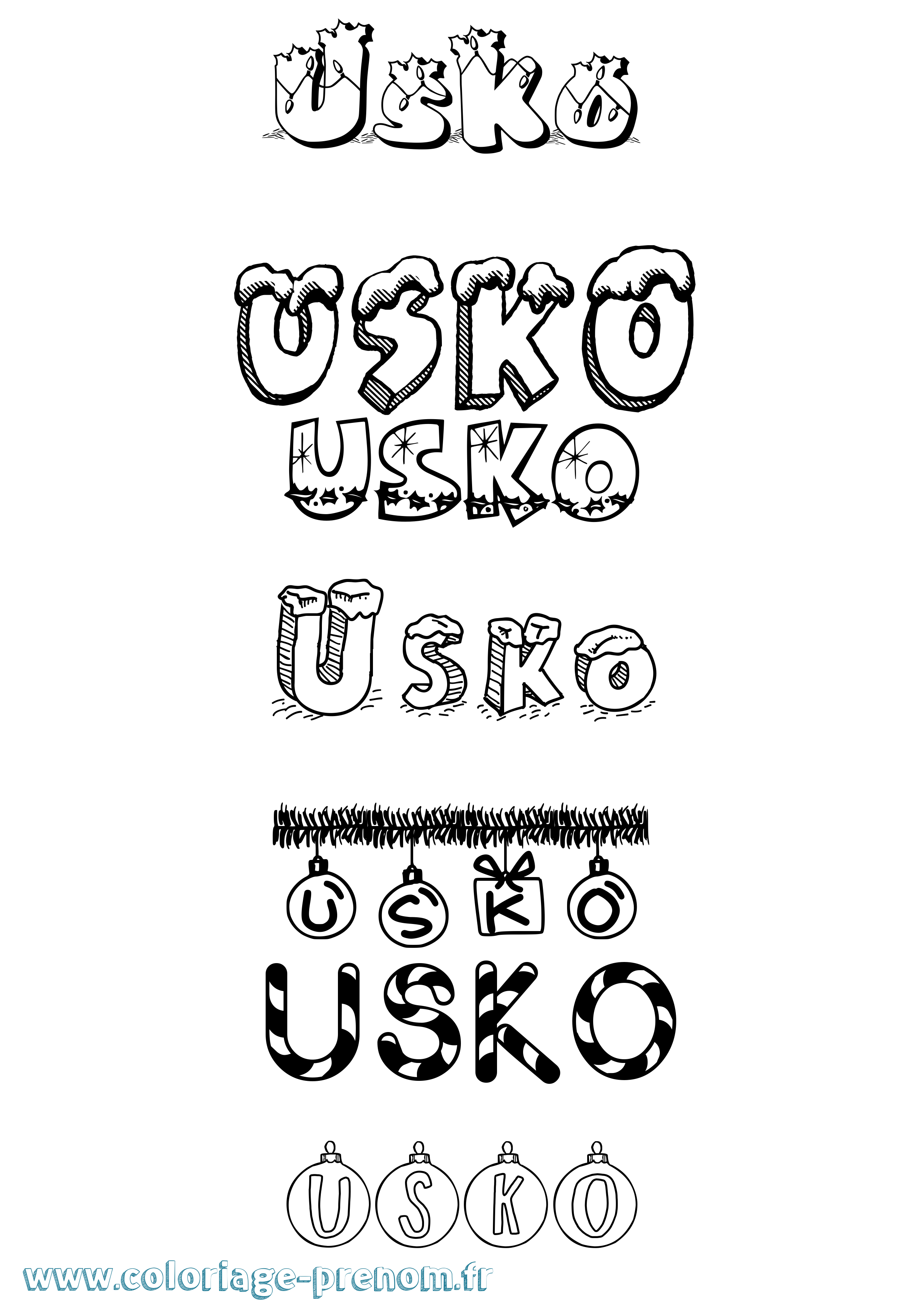 Coloriage Usko Noël Coloriage prénom Usko Noël