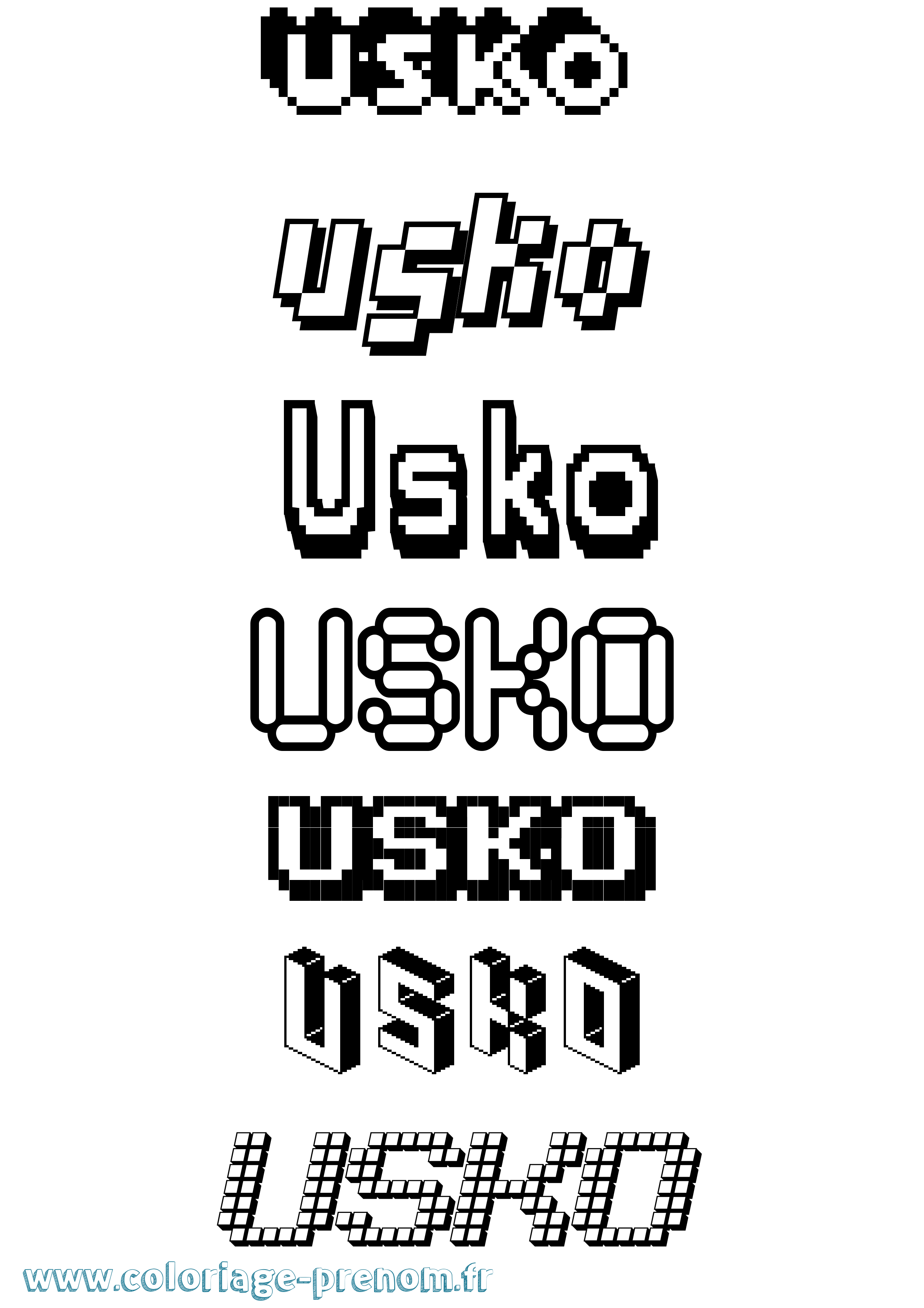 Coloriage prénom Usko Pixel