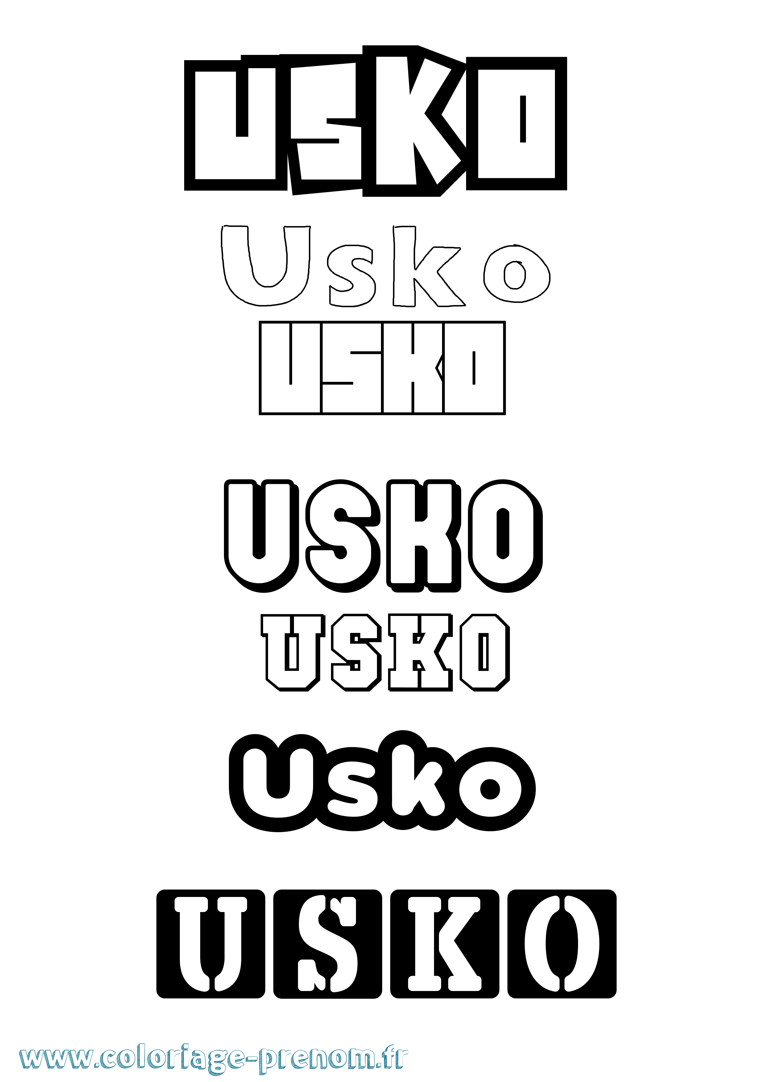 Coloriage Usko Simple Coloriage prénom Usko Simple