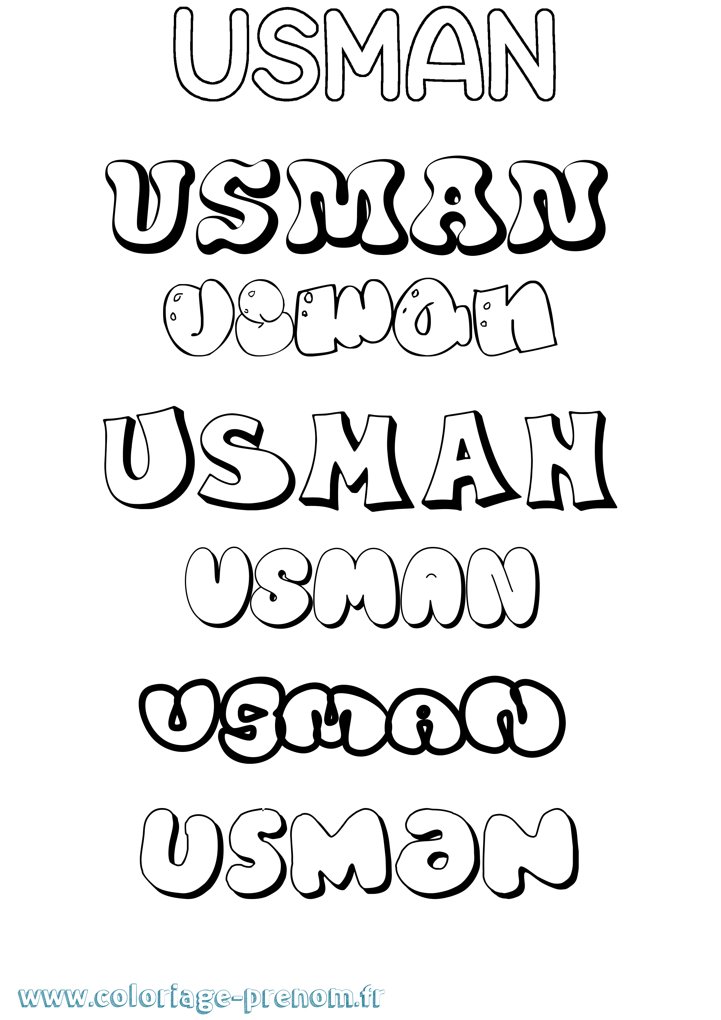 Coloriage prénom Usman Bubble