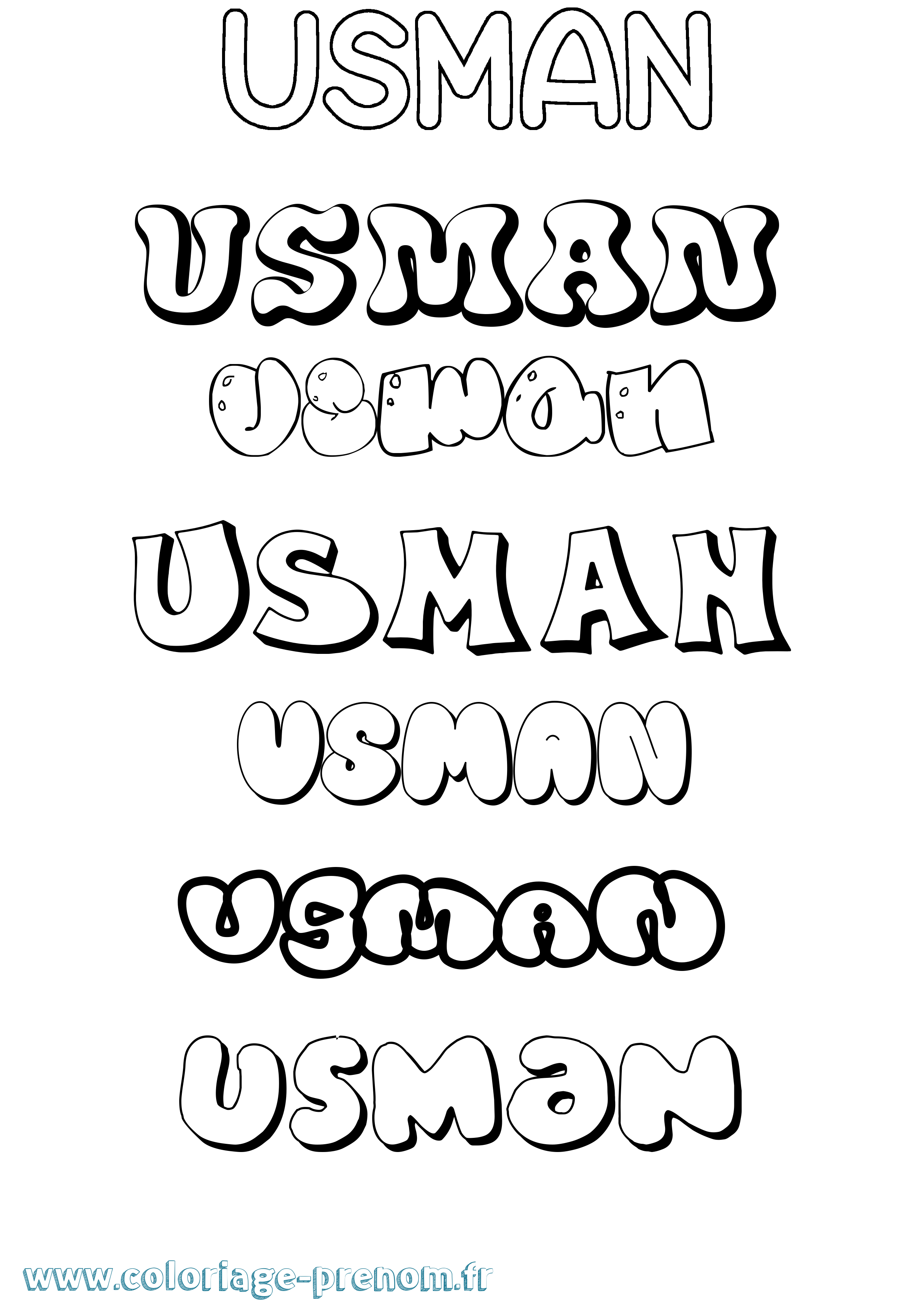 Coloriage Usman Bubble Coloriage prénom Usman Bubble
