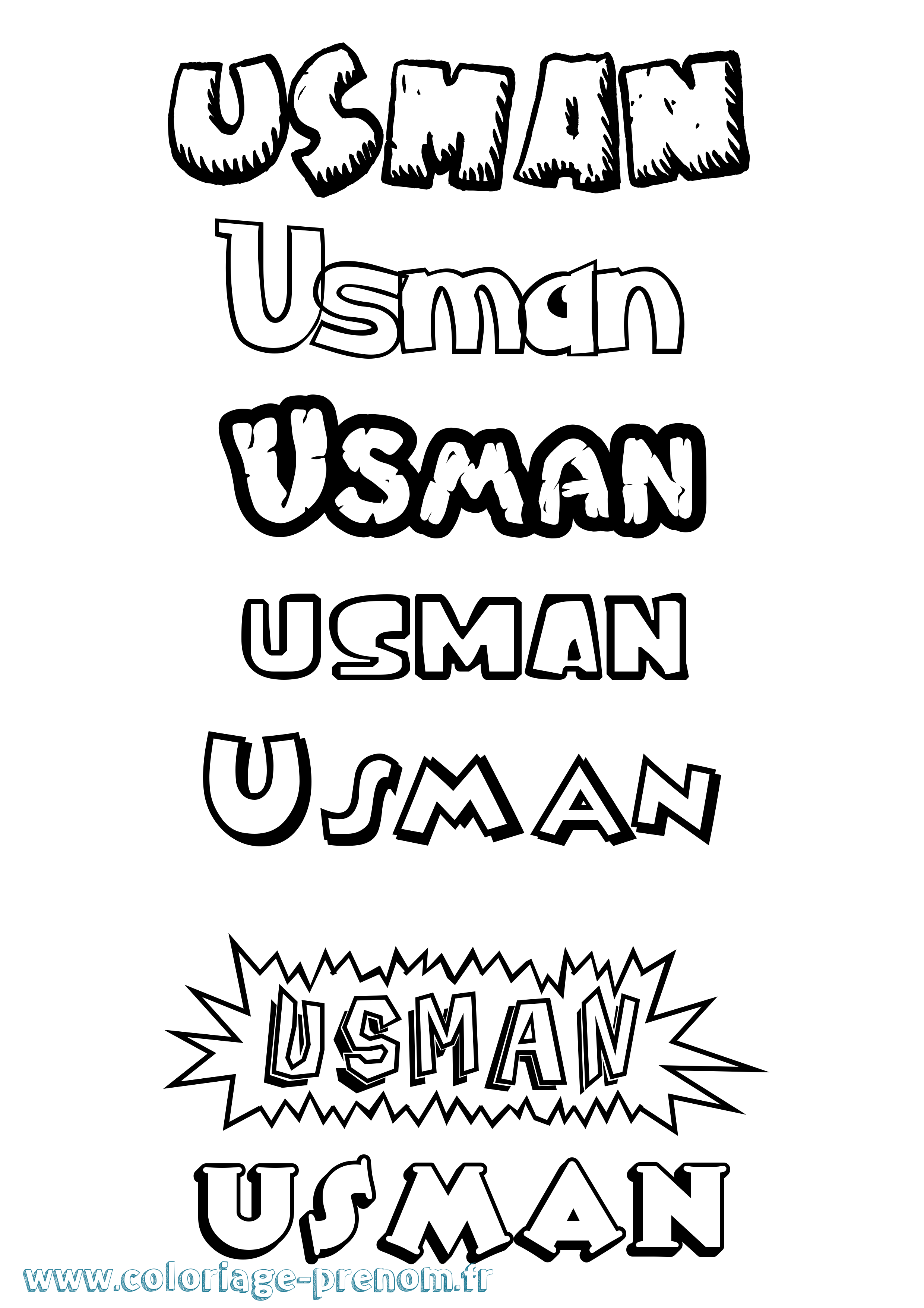Coloriage Usman Dessin Animé Coloriage prénom Usman Dessin Animé