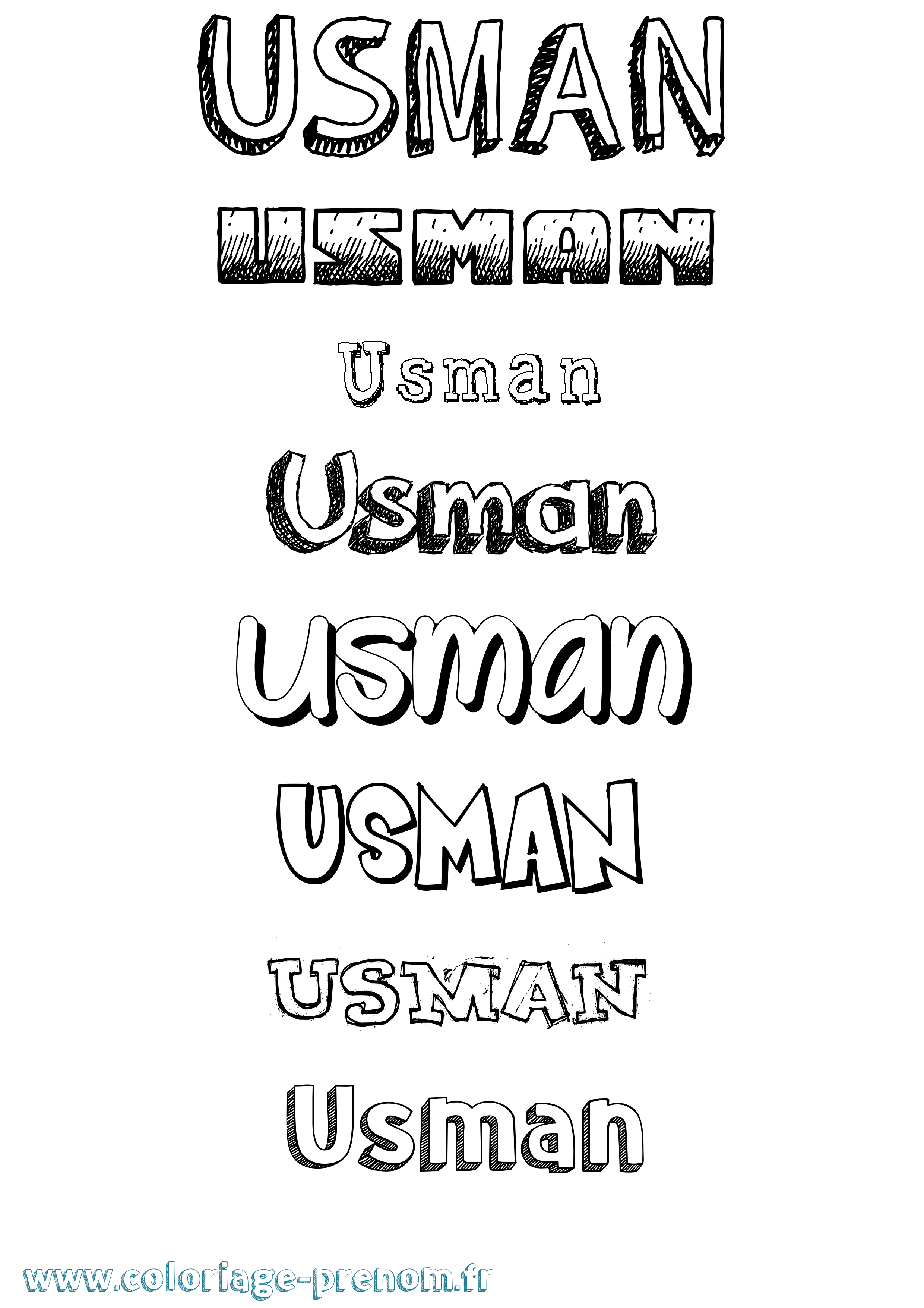 Coloriage prénom Usman Dessiné