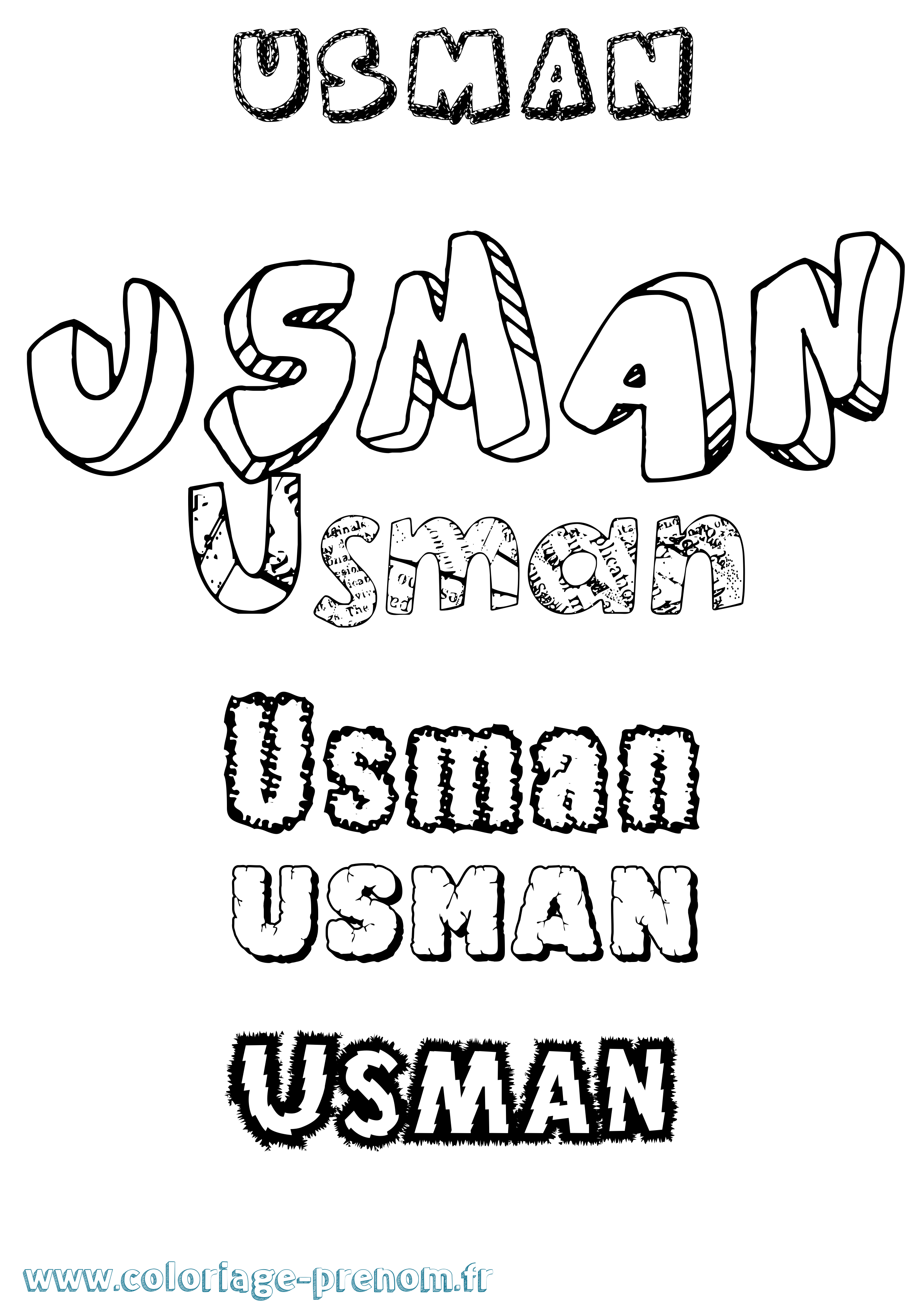 Coloriage prénom Usman Destructuré