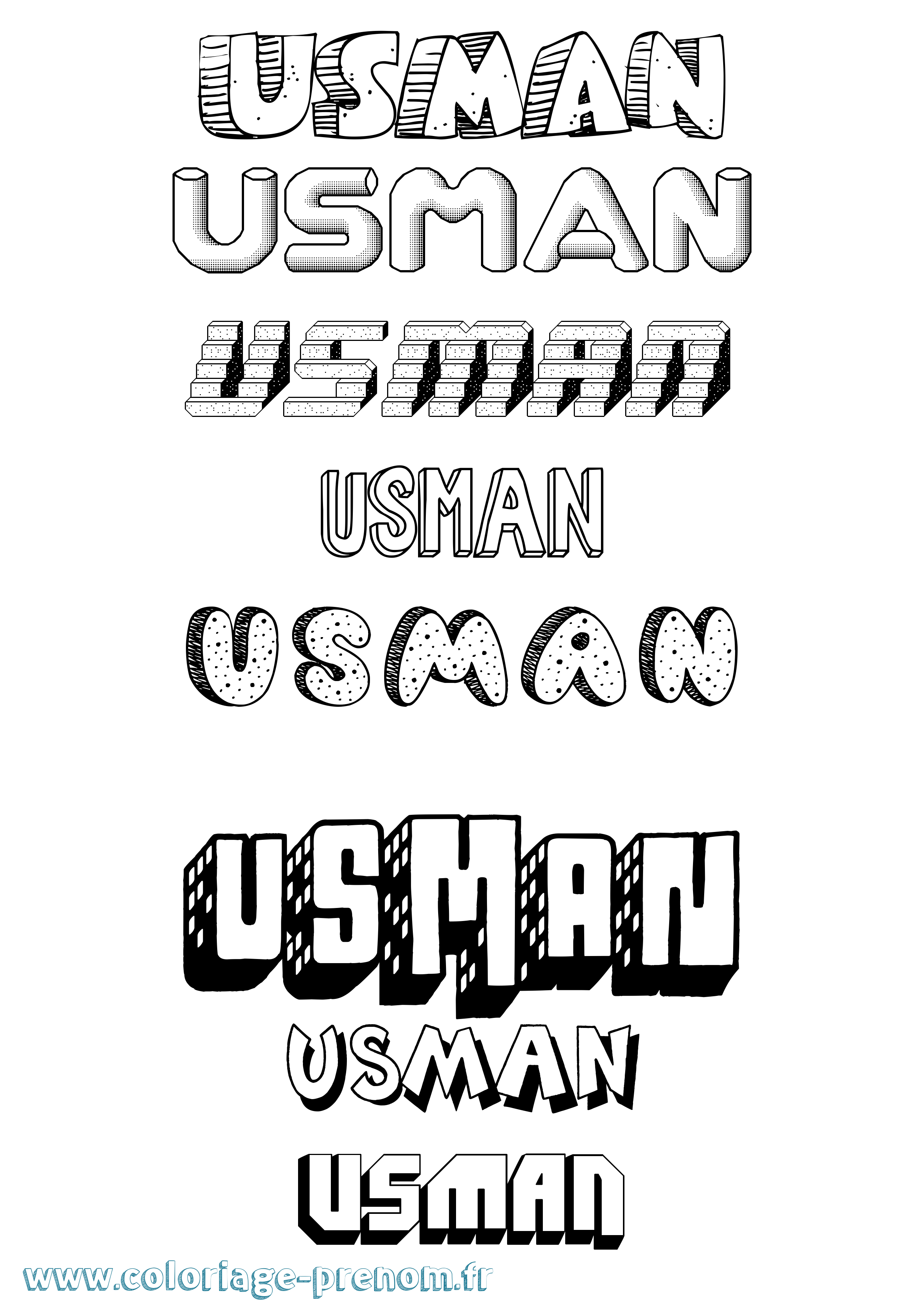 Coloriage prénom Usman Effet 3D