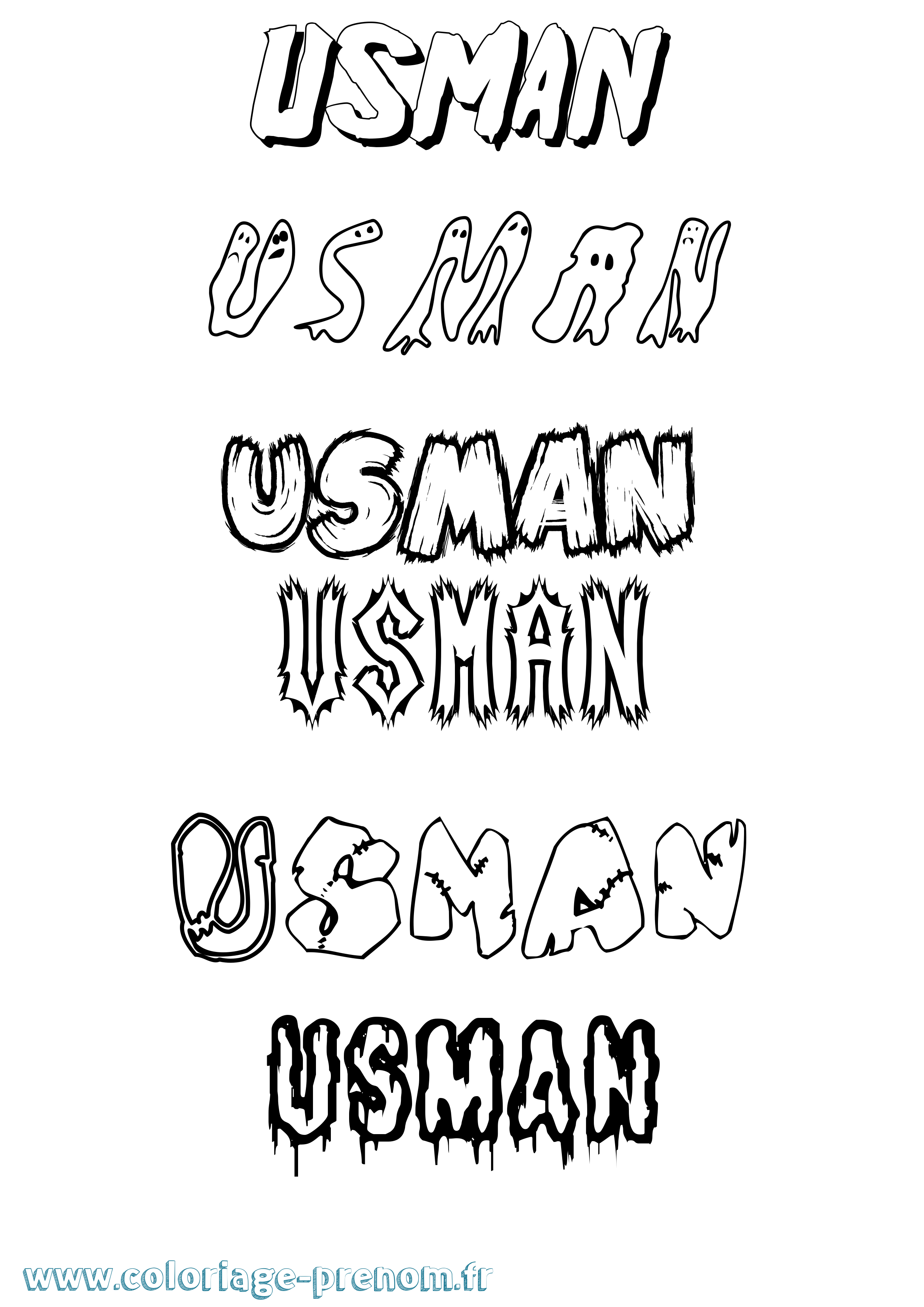 Coloriage Usman Frisson Coloriage prénom Usman Frisson