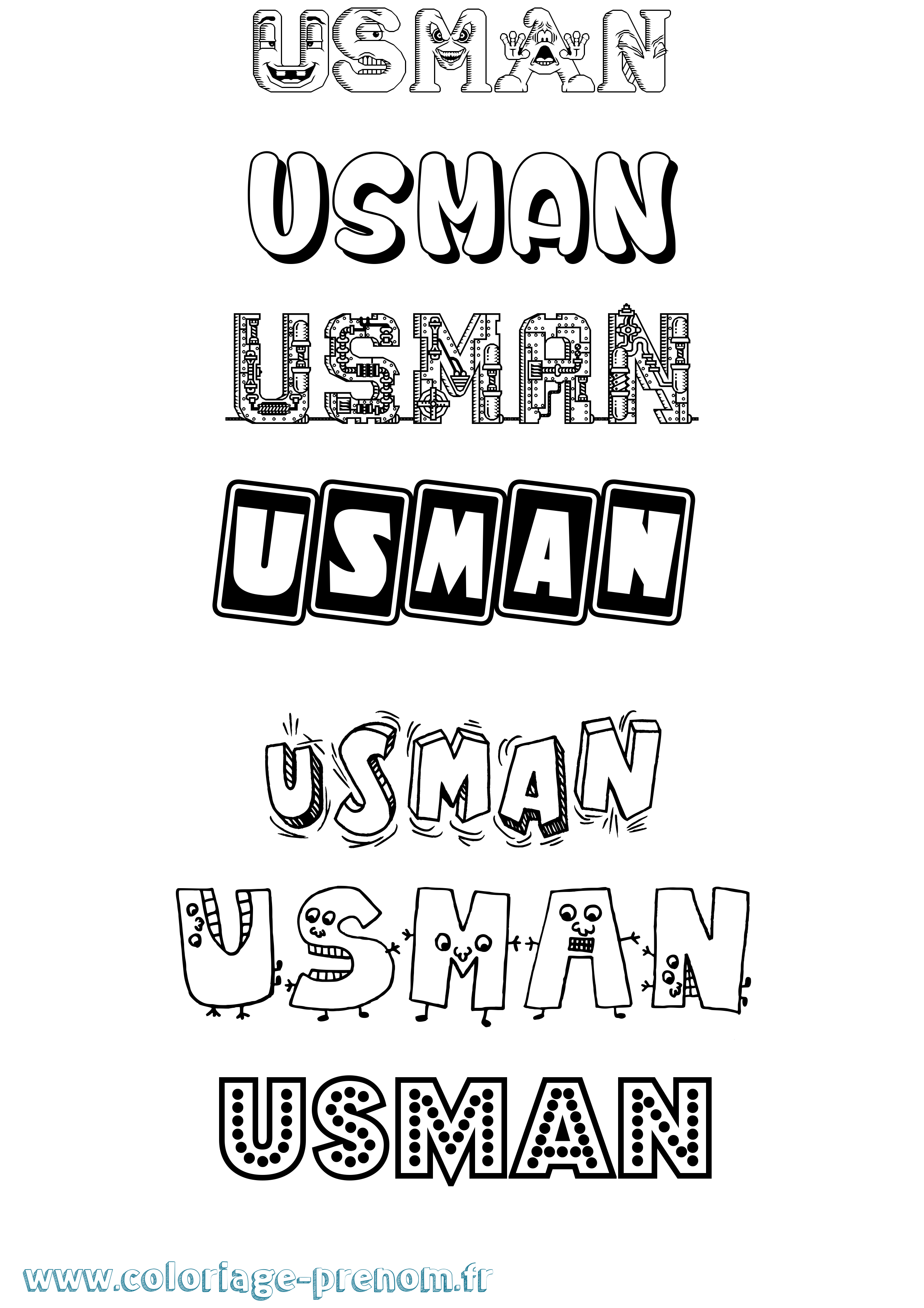 Coloriage prénom Usman Fun