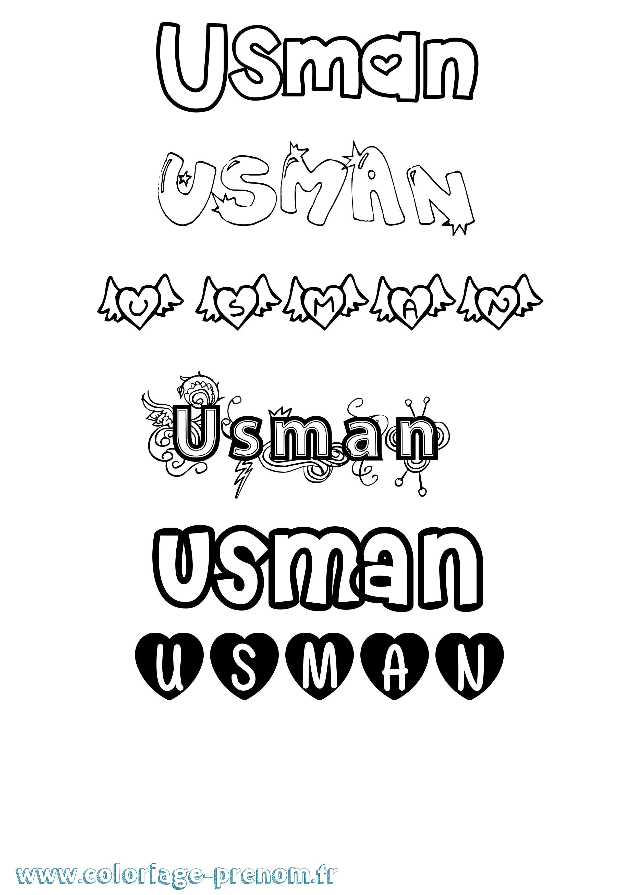 Coloriage Usman Girly Coloriage prénom Usman Girly