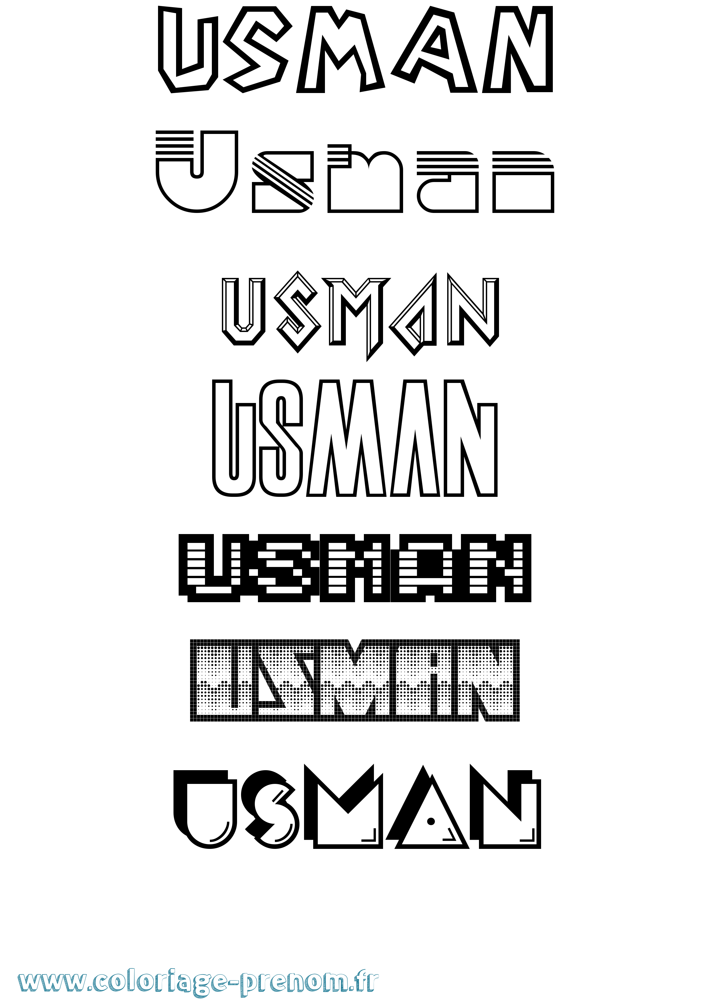 Coloriage prénom Usman Jeux Vidéos