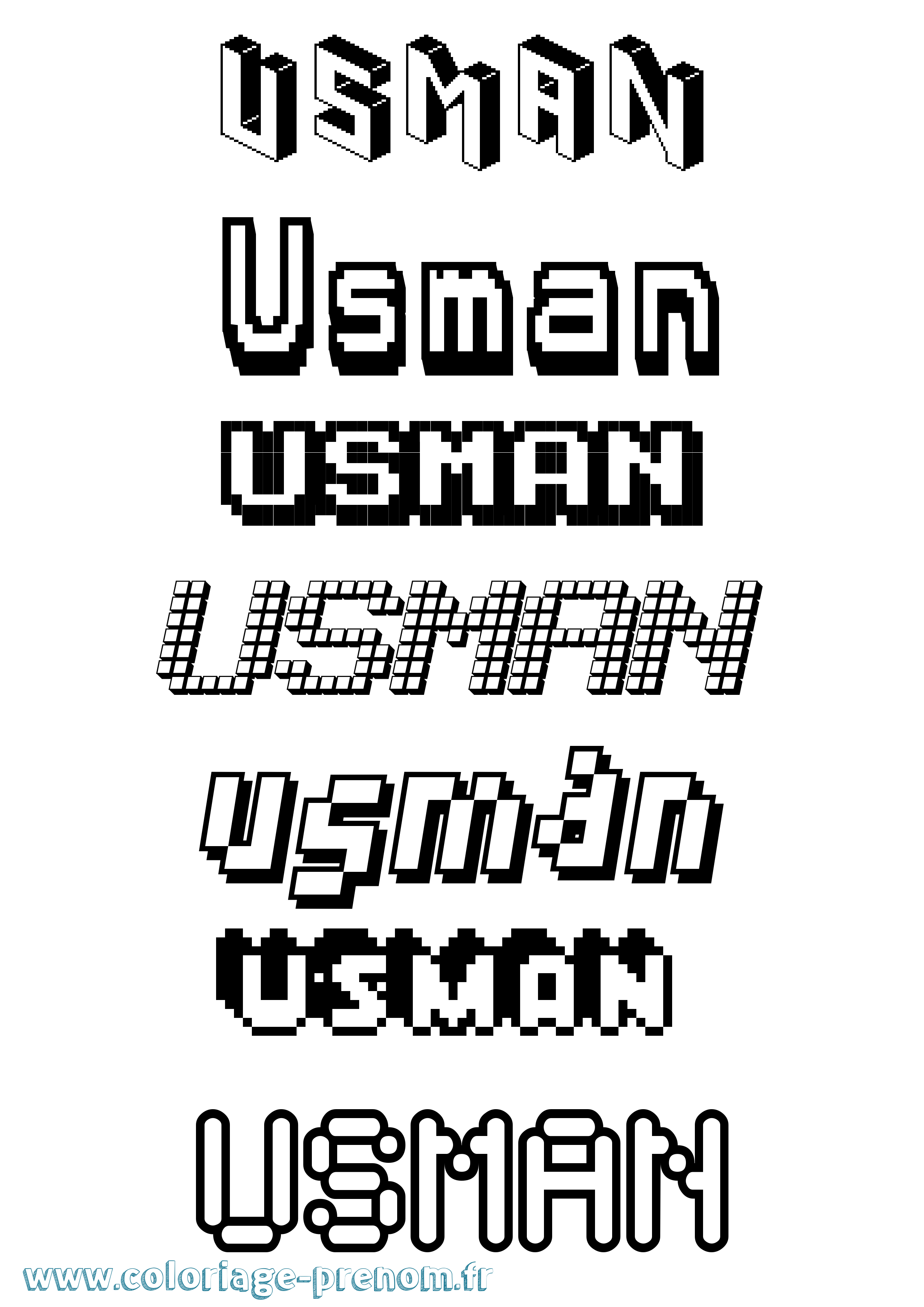 Coloriage Usman Pixel Coloriage prénom Usman Pixel