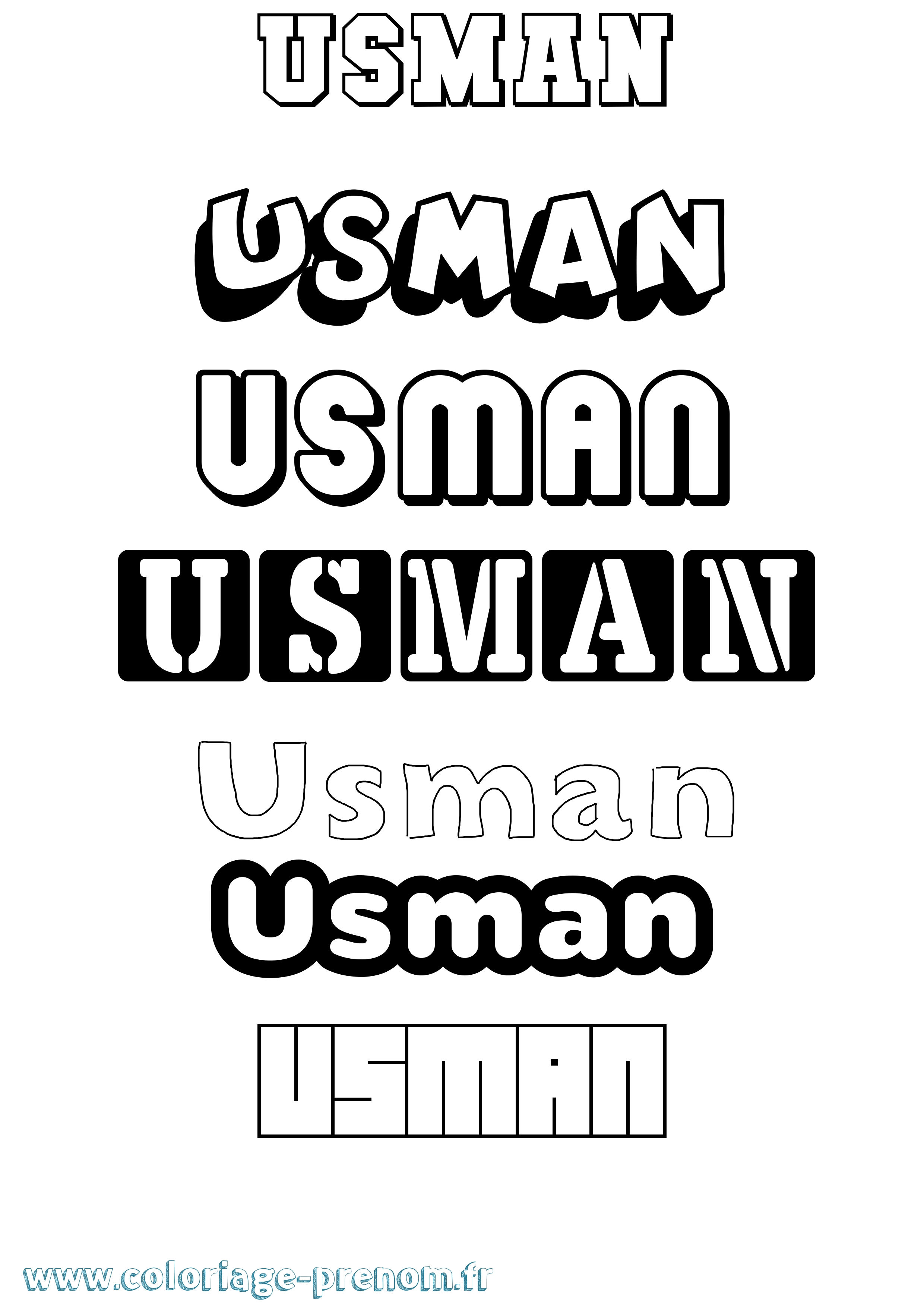 Coloriage prénom Usman Simple