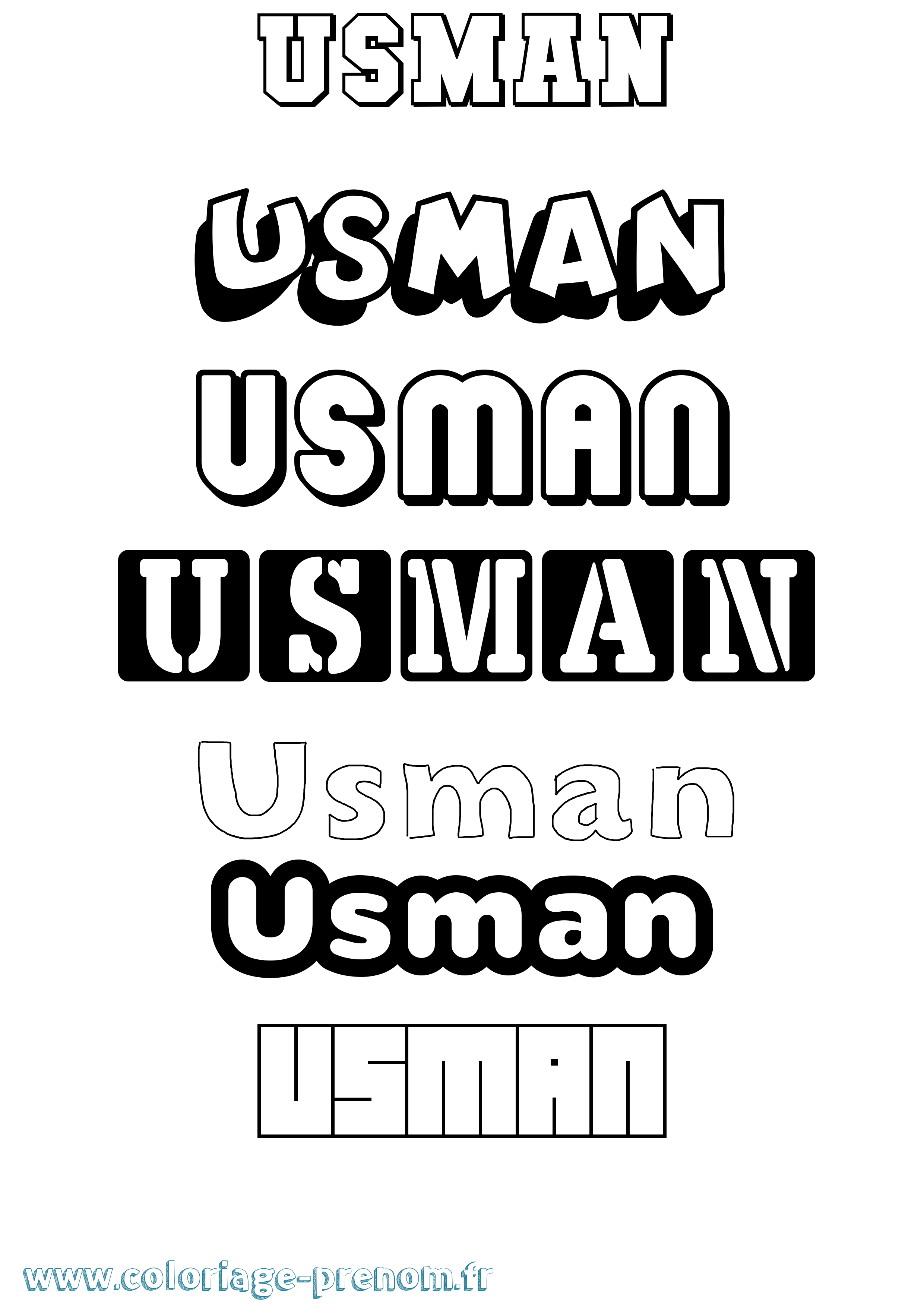 Coloriage Usman Simple Coloriage prénom Usman Simple