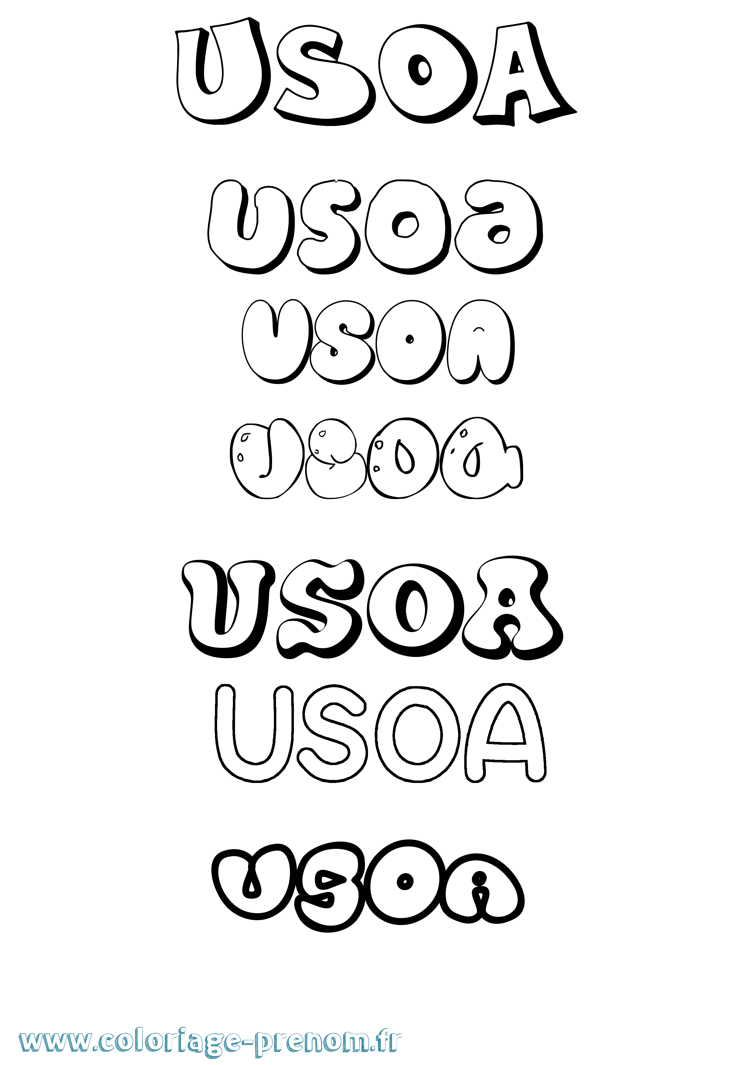 Coloriage Usoa Bubble Coloriage prénom Usoa Bubble
