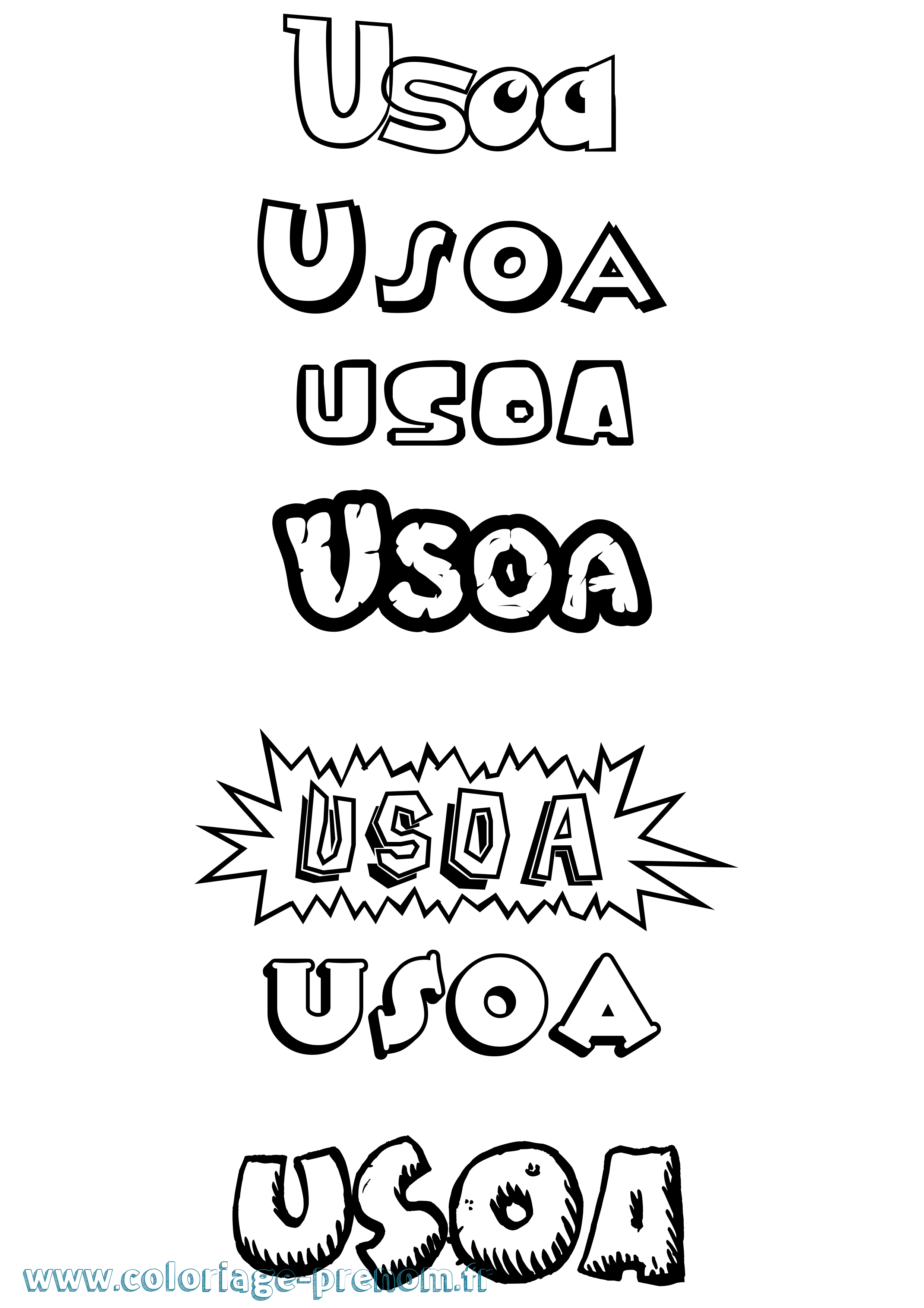 Coloriage Usoa Dessin Animé Coloriage prénom Usoa Dessin Animé