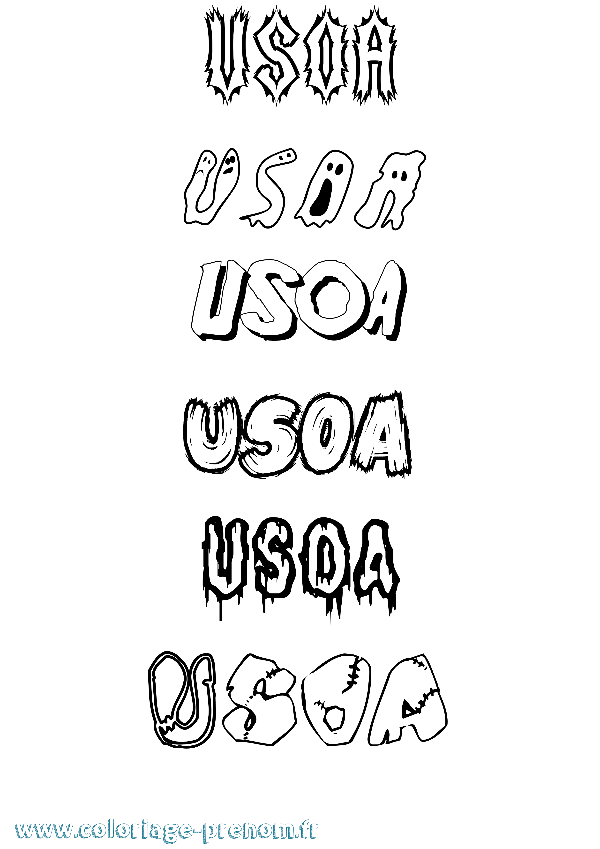 Coloriage Usoa Frisson Coloriage prénom Usoa Frisson