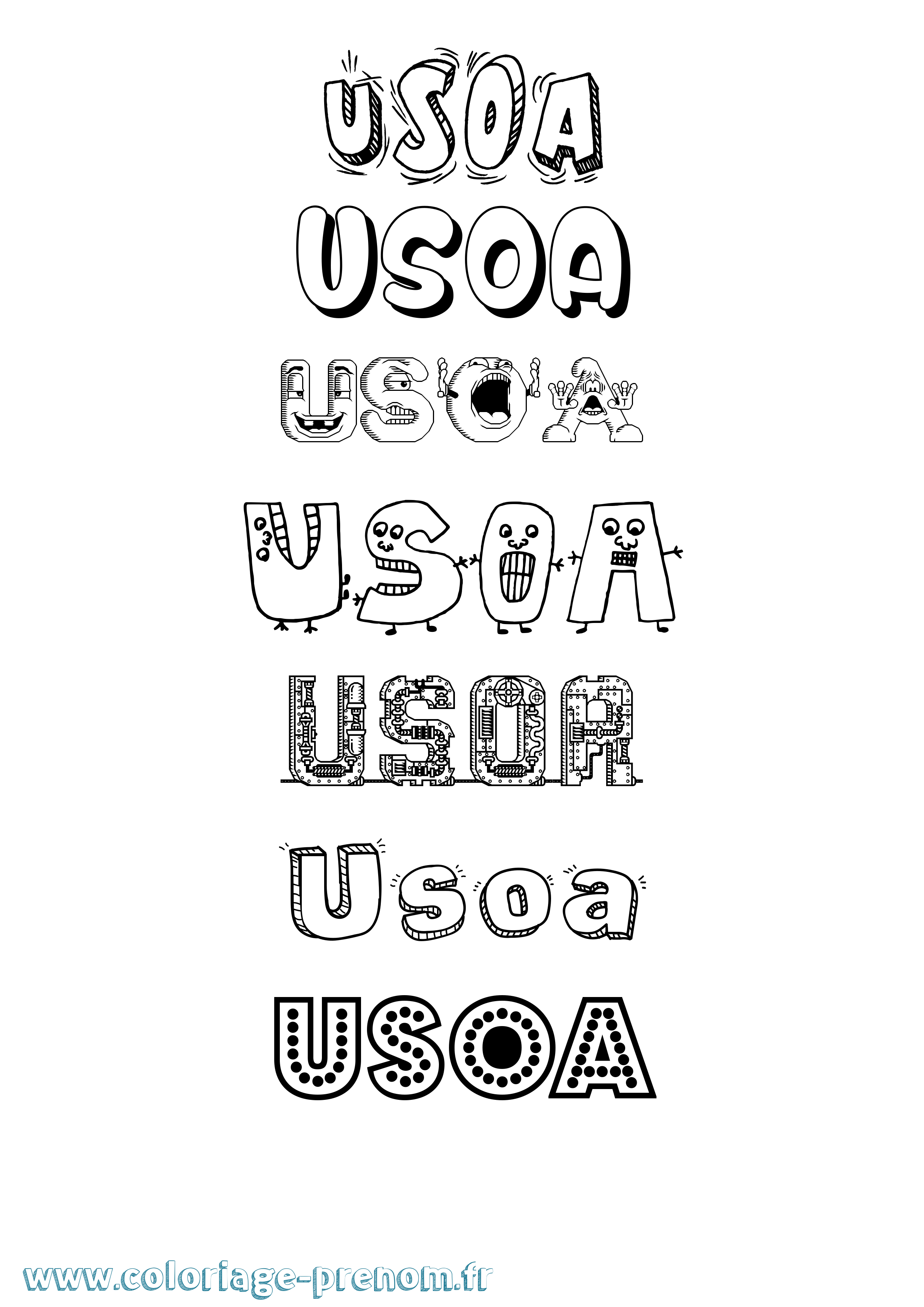 Coloriage Usoa Fun Coloriage prénom Usoa Fun