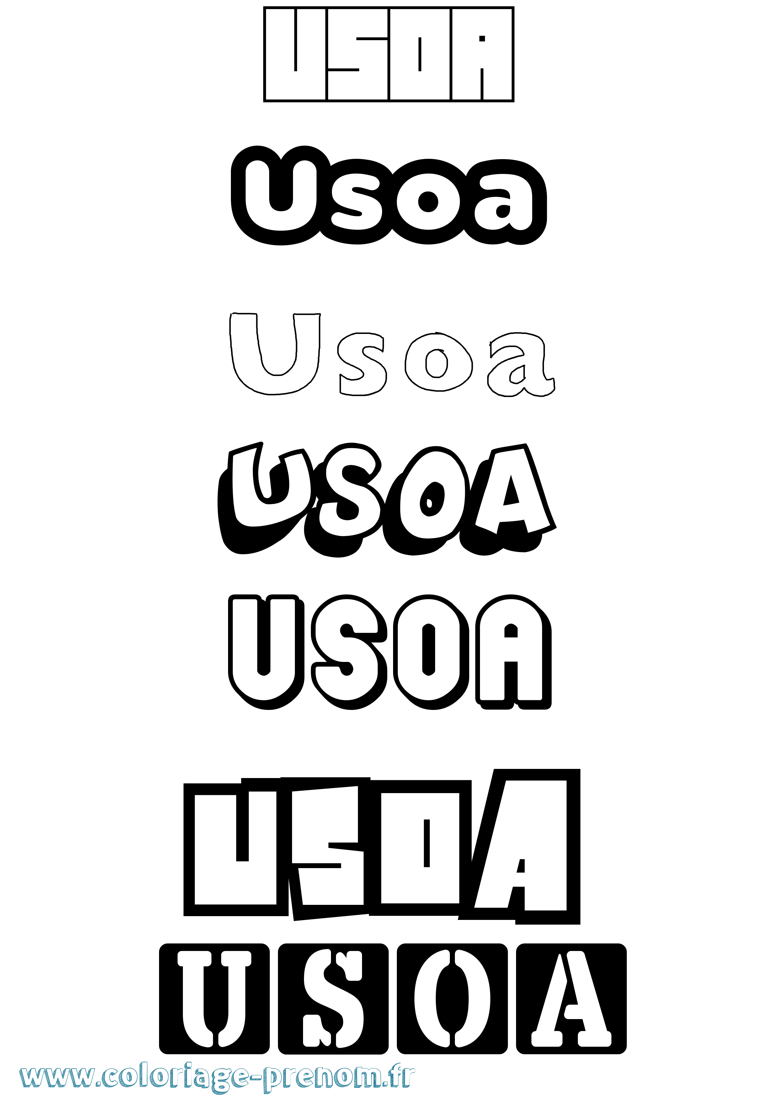 Coloriage Usoa Simple Coloriage prénom Usoa Simple