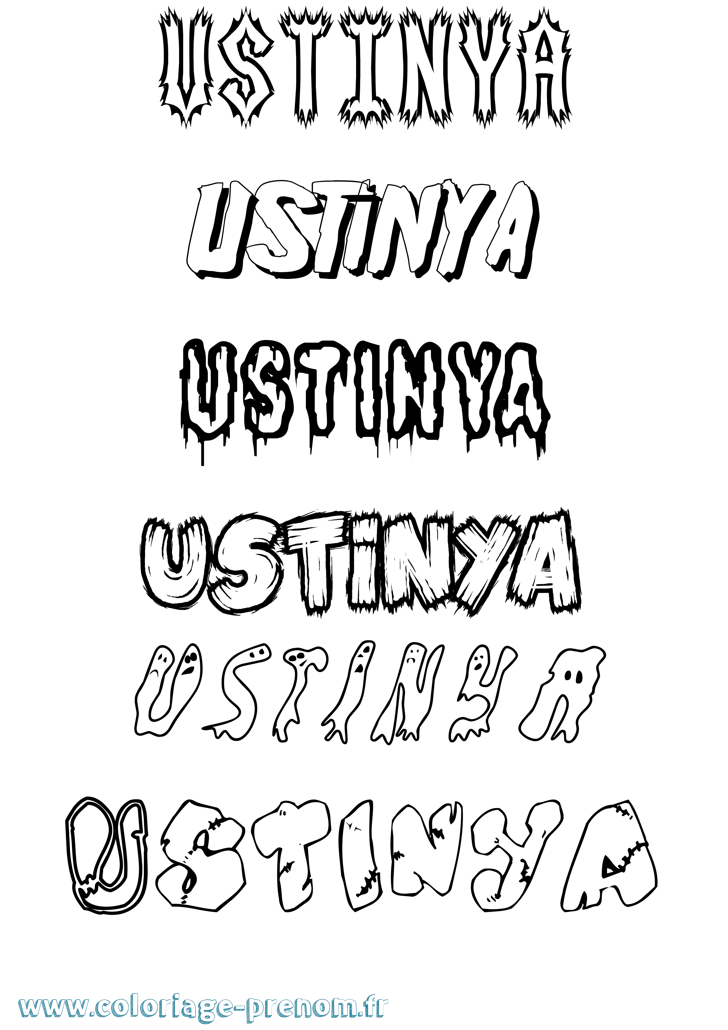 Coloriage prénom Ustinya Frisson