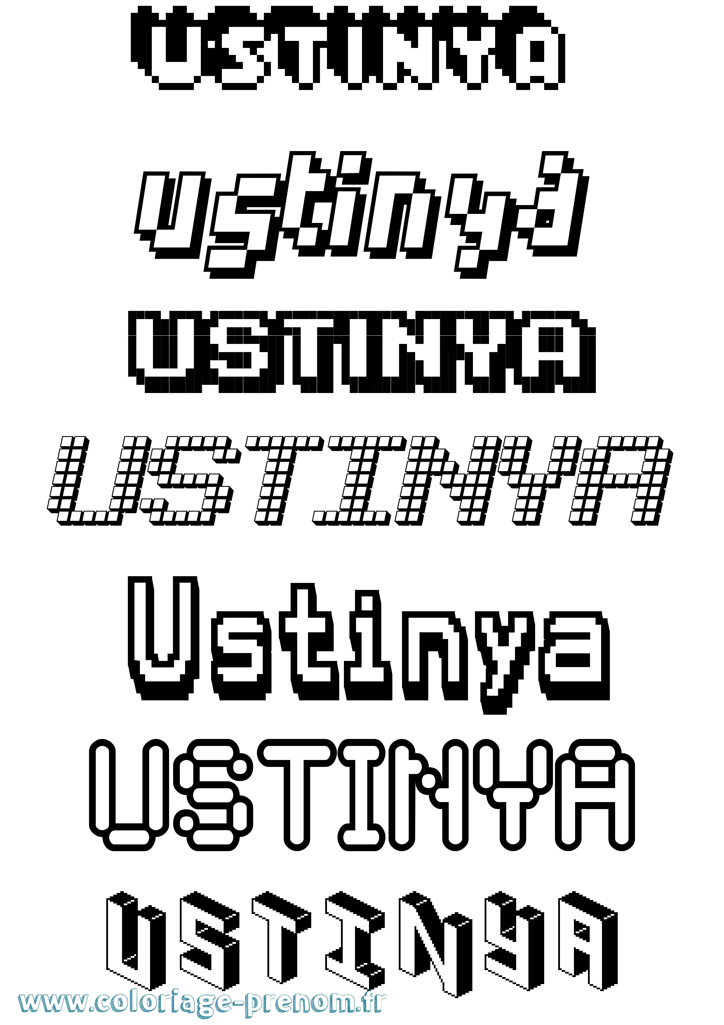 Coloriage prénom Ustinya Pixel
