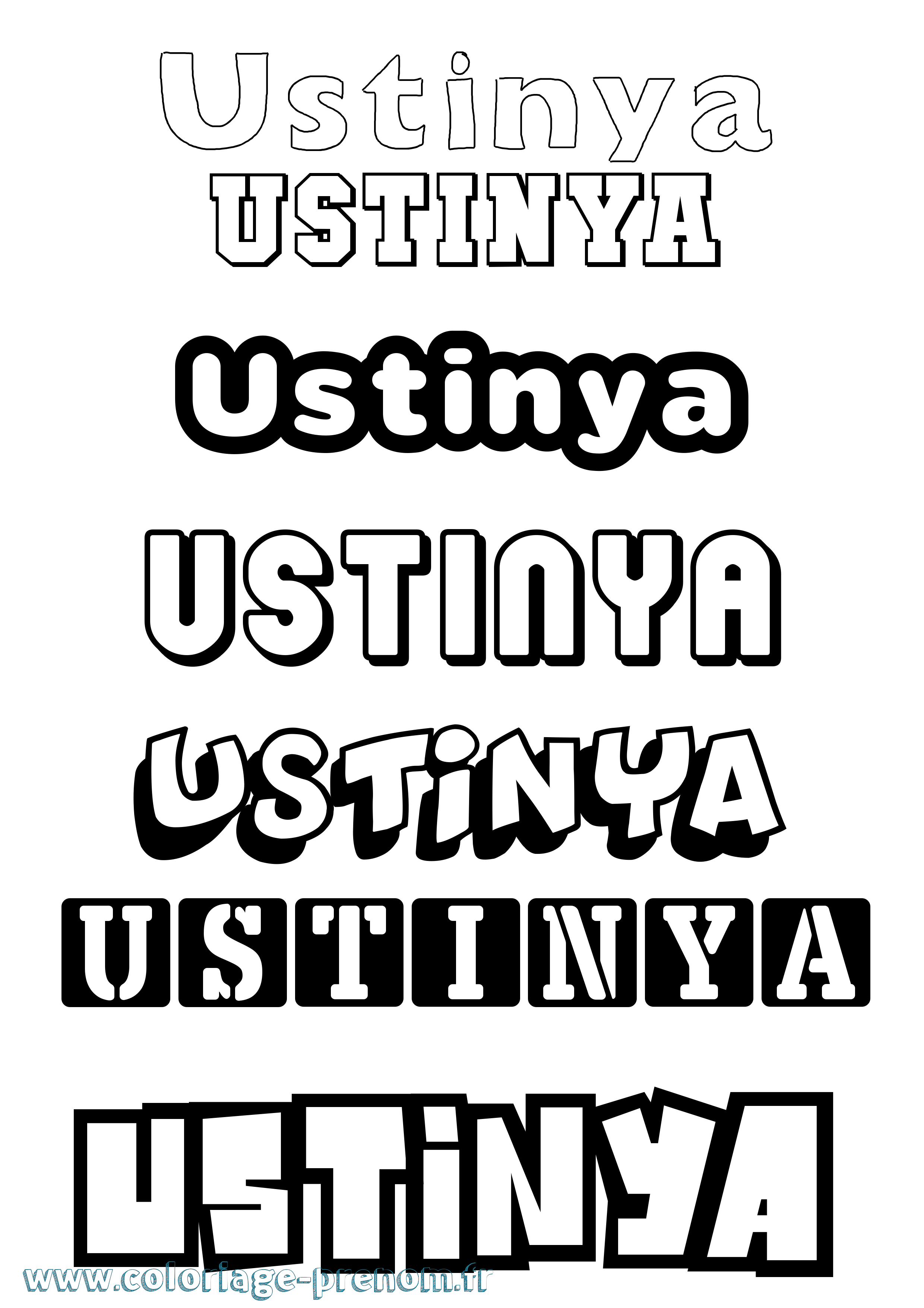 Coloriage prénom Ustinya Simple